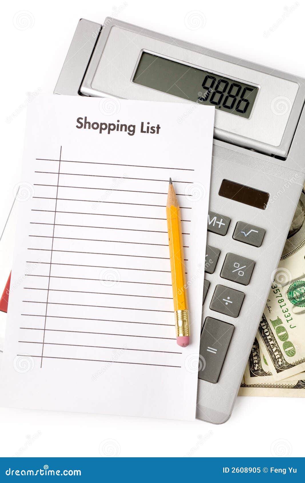 Shopping List and Calculator Stock Image Image of pencil, store 2608905