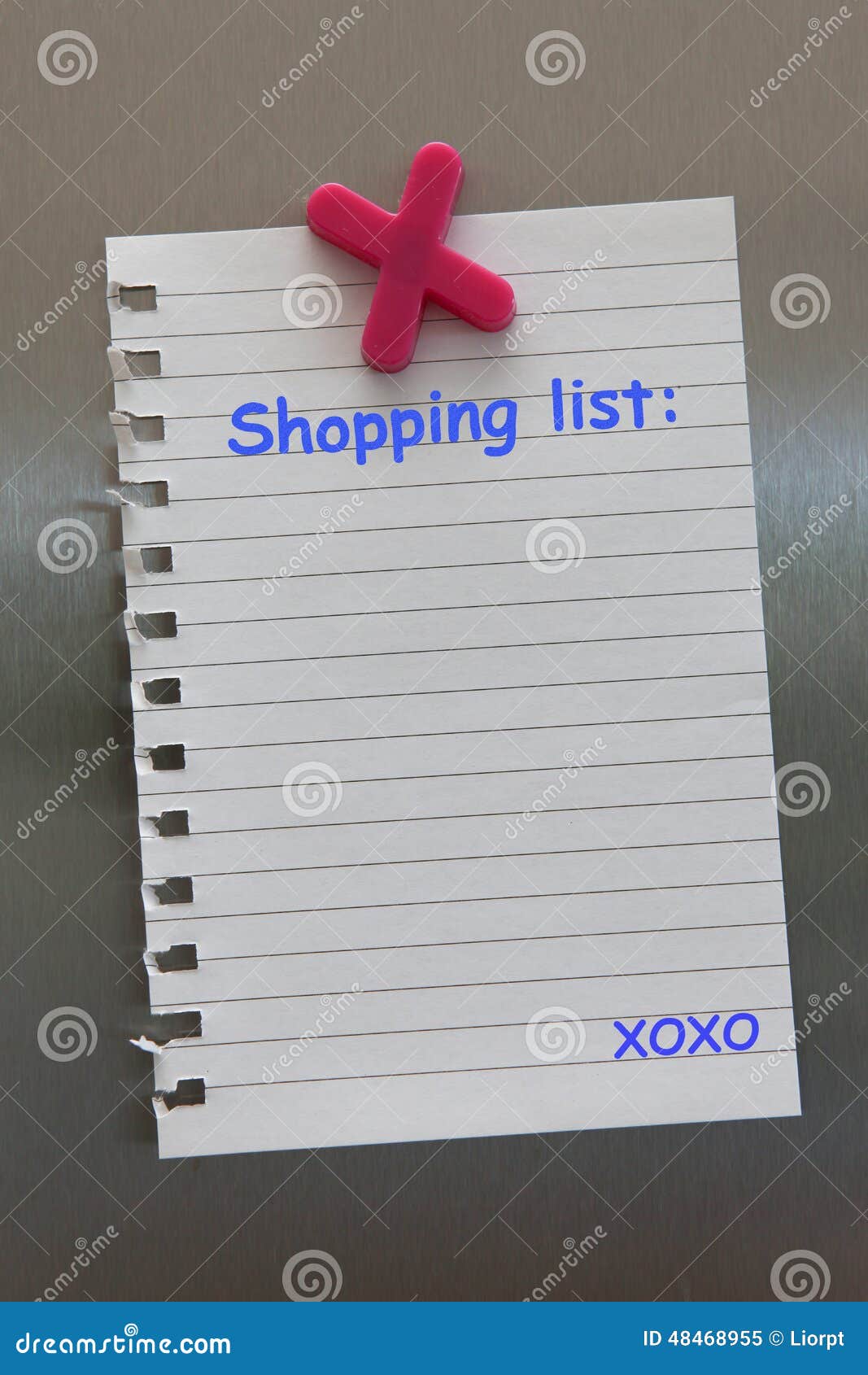 Shopping List Note on a Fridge Door with Stock Image Image of