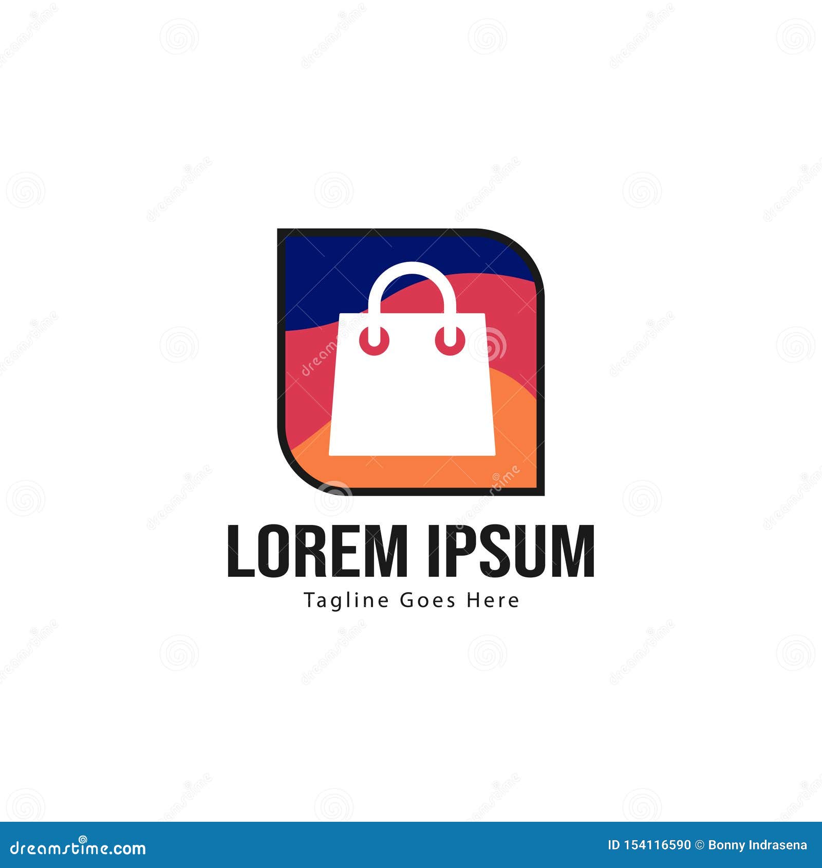Shopping Logo Template Design. Shopping Logo with Modern Frame Isolated ...
