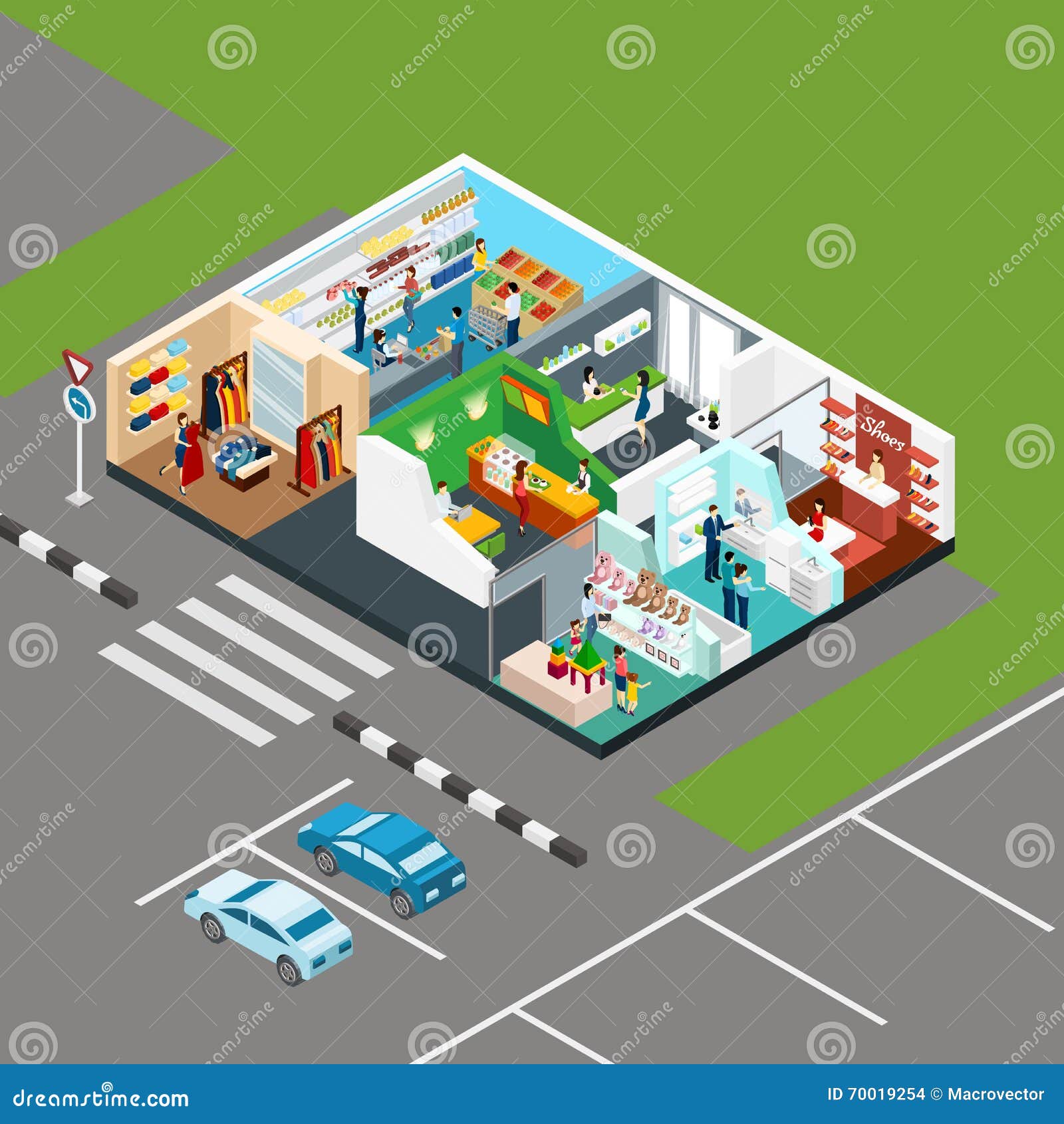 shopping mall isometric concept