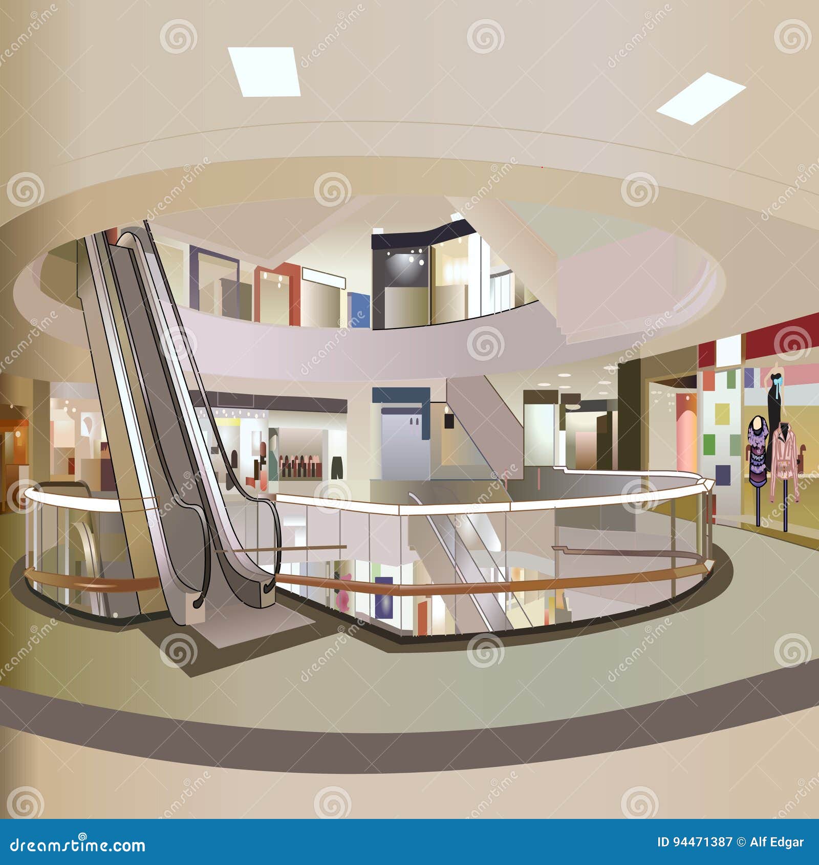 Shopping Mall Vector stock vector. Illustration of gradients - 94471387