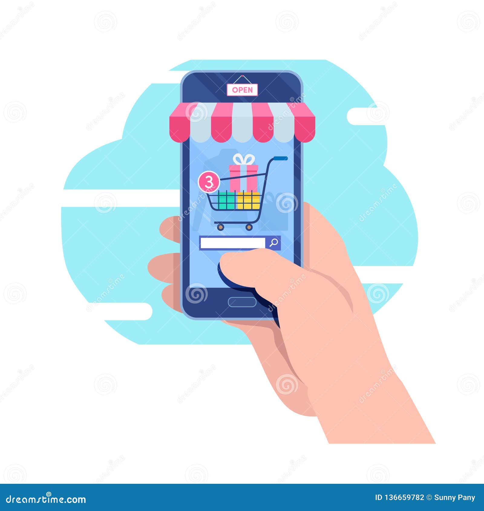 Shopping on Mobile. Online Store. Internet Marketing. Shopping Online Stock  Illustration - Illustration of credit, design: 136659782