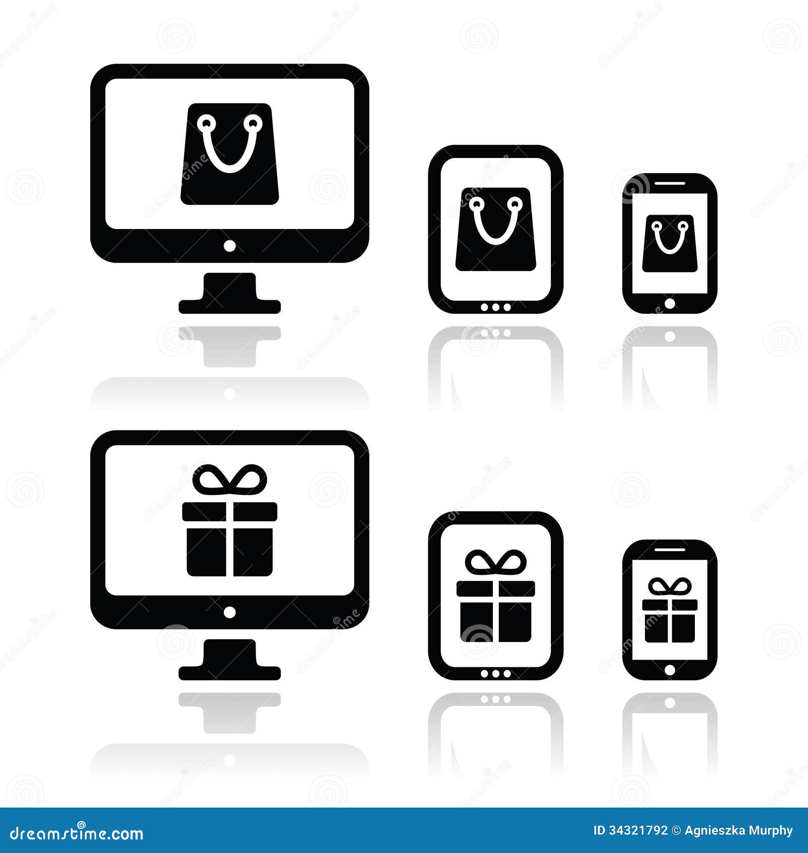 Shopping Online, Internet Shop Icons Set Stock Photo 