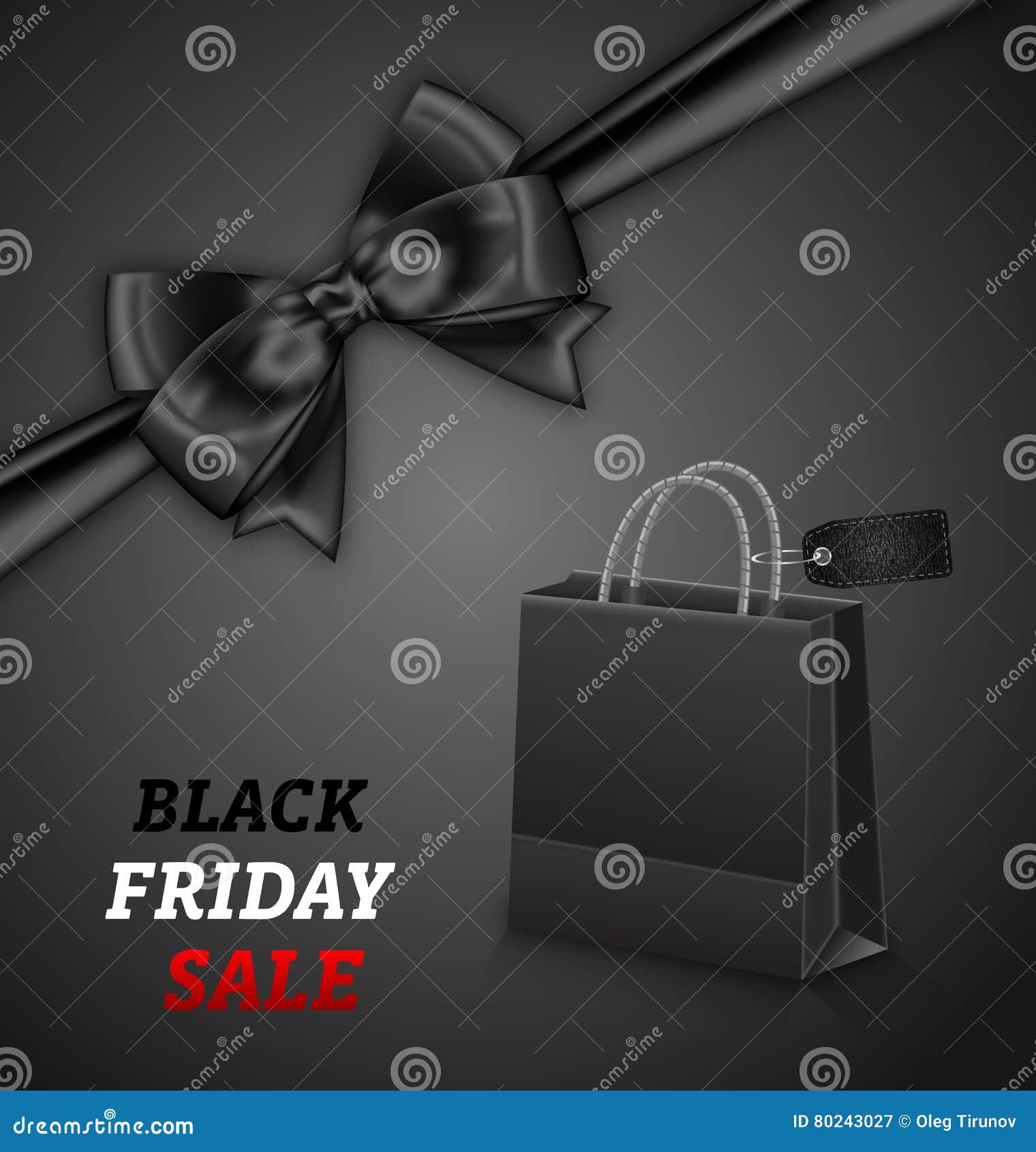 Shopping Paper Bag for Black Friday Sales and Bow Stock Vector