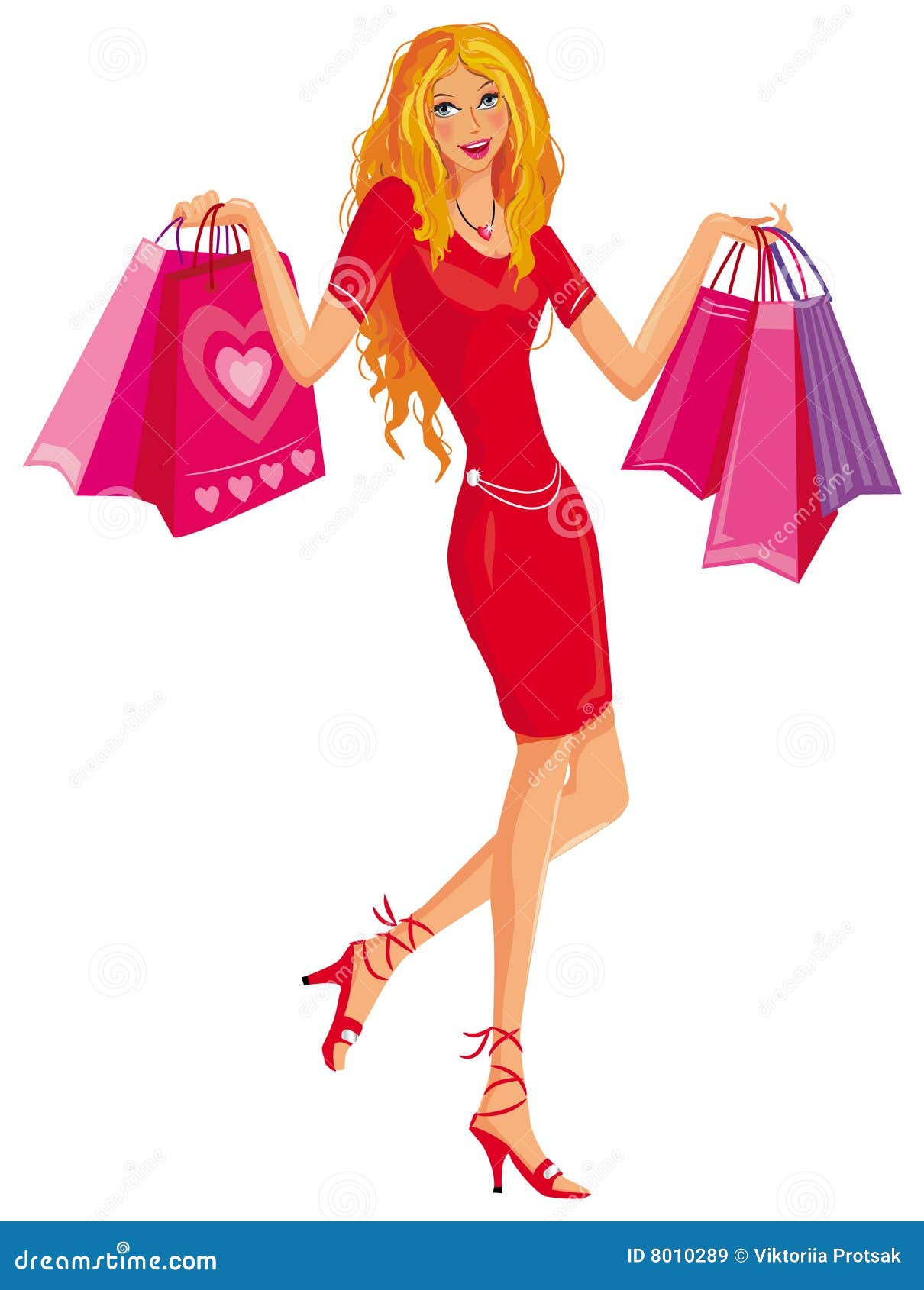 Shopping pretty girl. stock vector. Illustration of woman - 8010289
