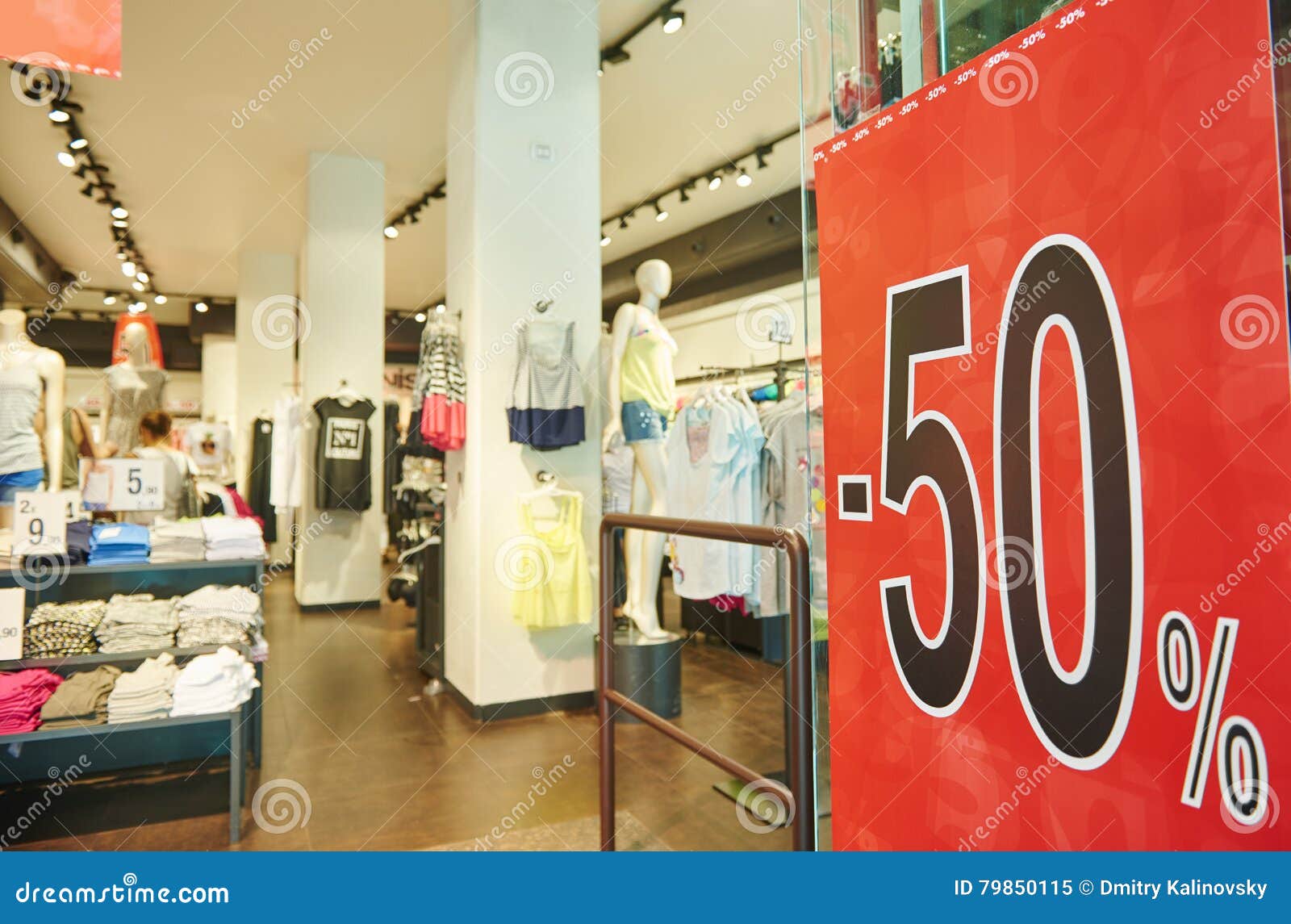 Shopping Sale. Seasonal Half Price Discount On Clothes In Apparel
