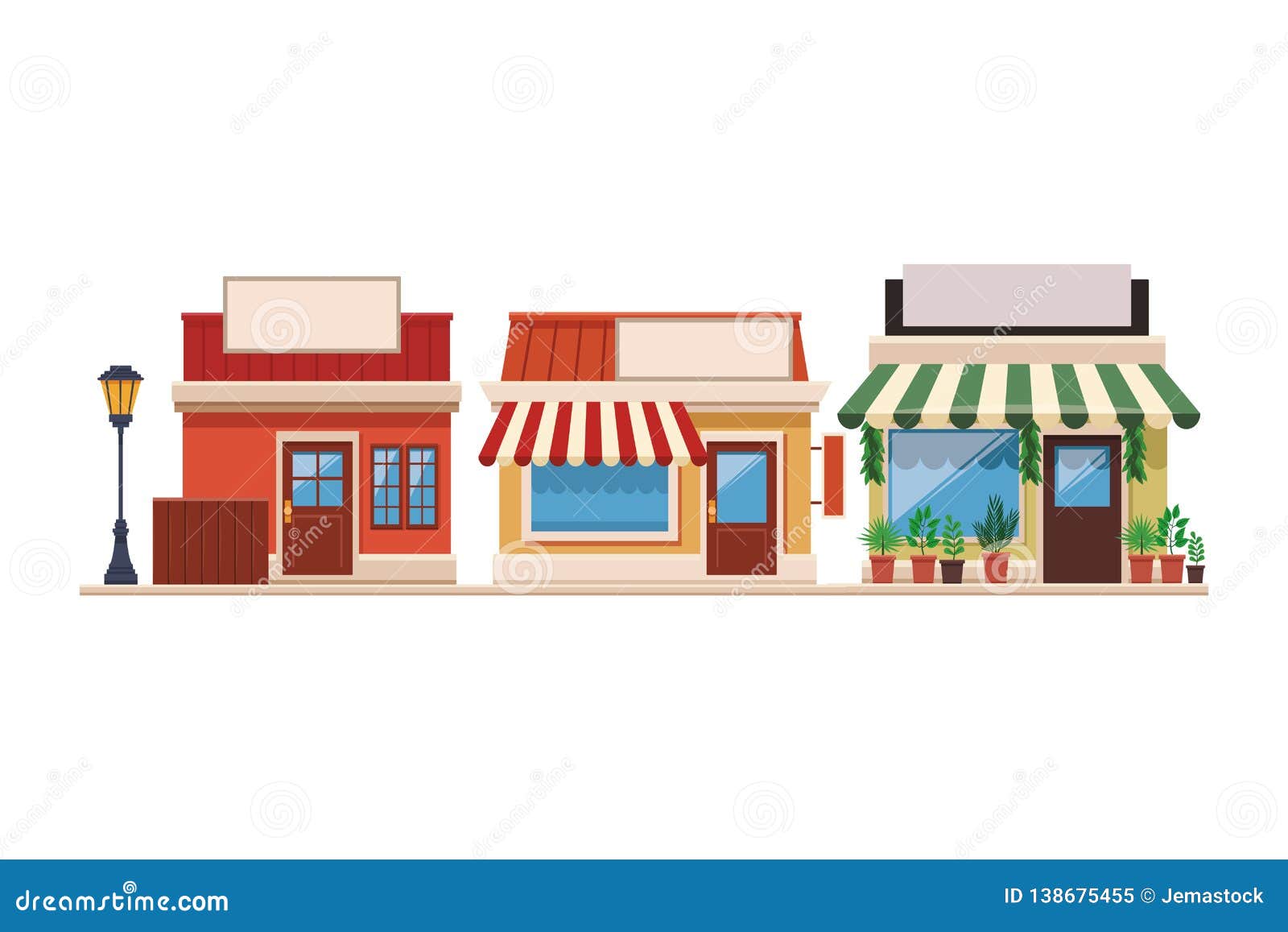 Shopping stores cartoon stock vector. Illustration of market - 138675455