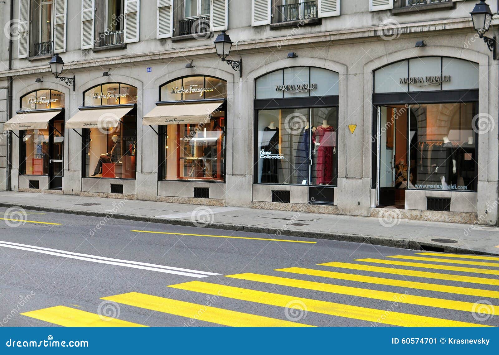 Shopping street, Geneva editorial photo. Image of boulevard - 60574701