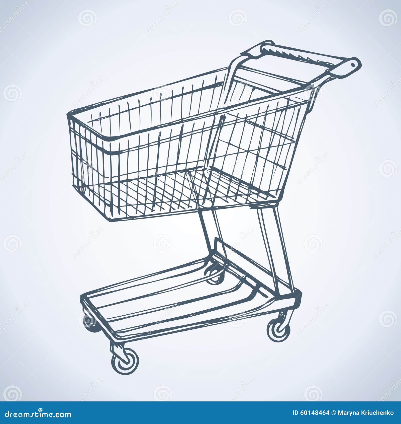 Shopping Supermarket Cart. Vector Sketch Stock Vector - Illustration of