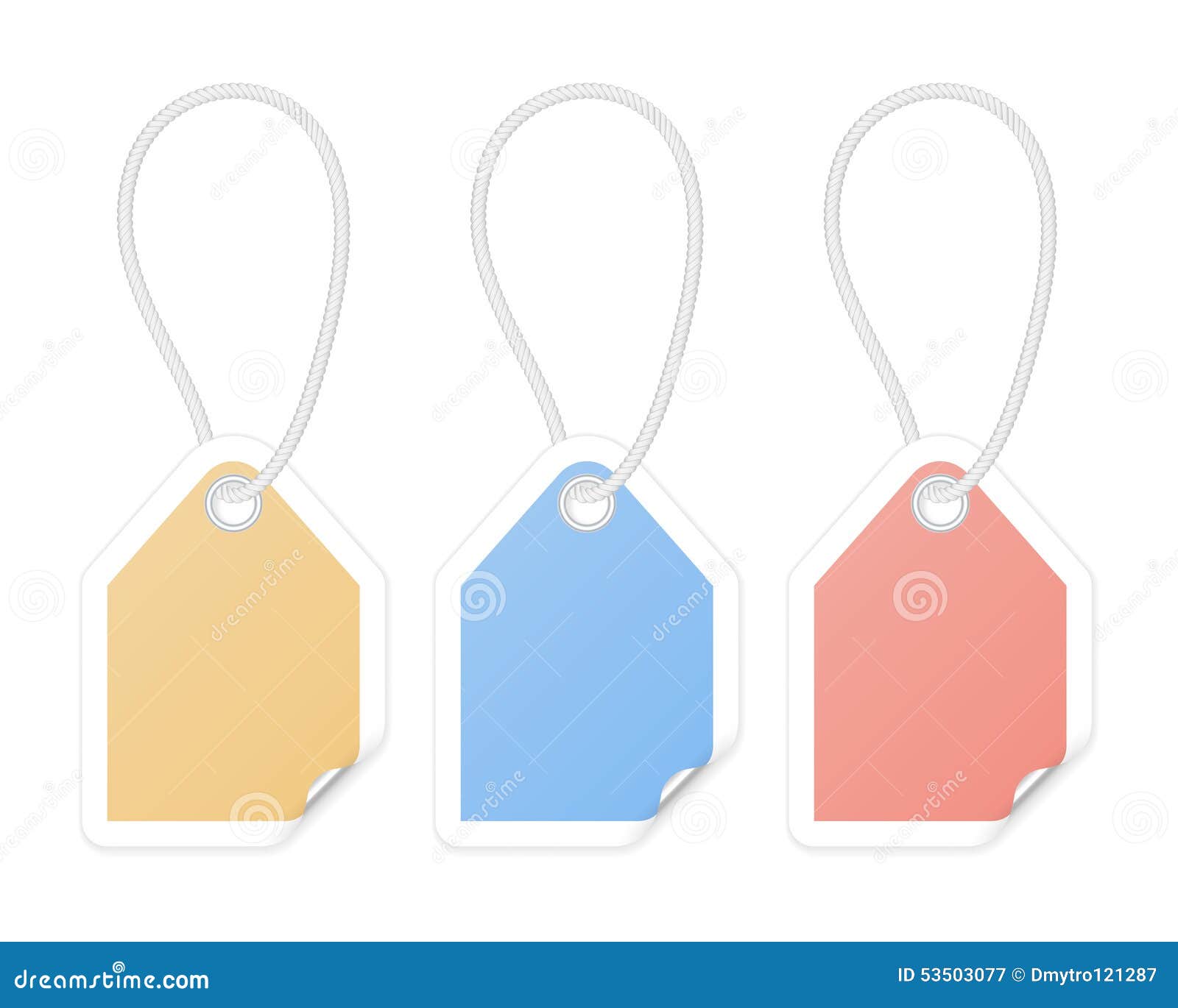 Set of shopping tags with curled corners. Design template. Vector illustration