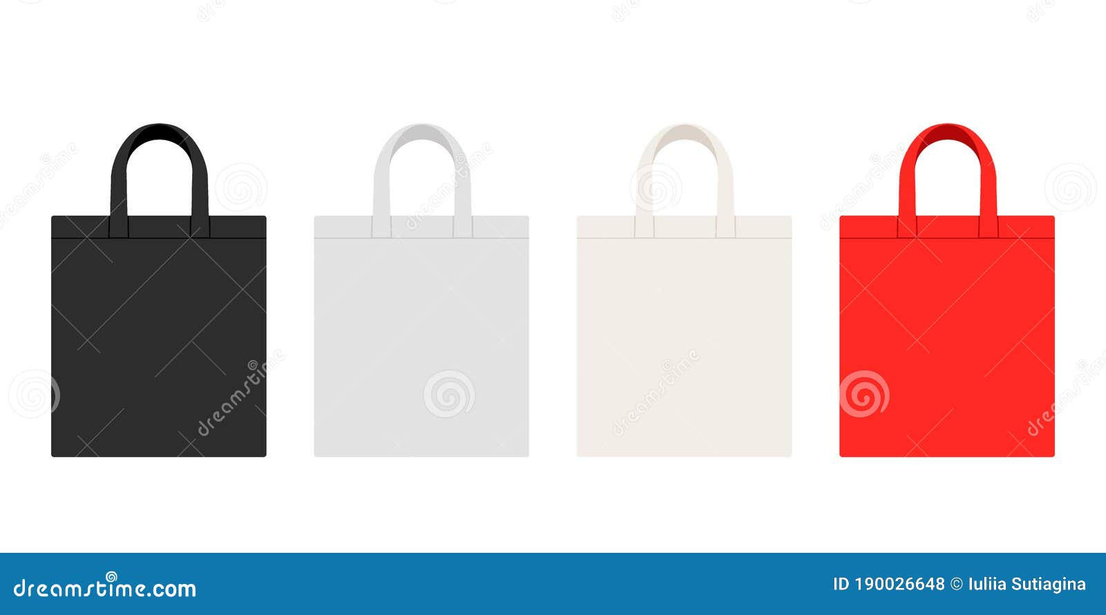 Download Shopping Tote Bag Mockup With Blank Copy Space. Black, White, Beige And Red Reusable Ecobag ...