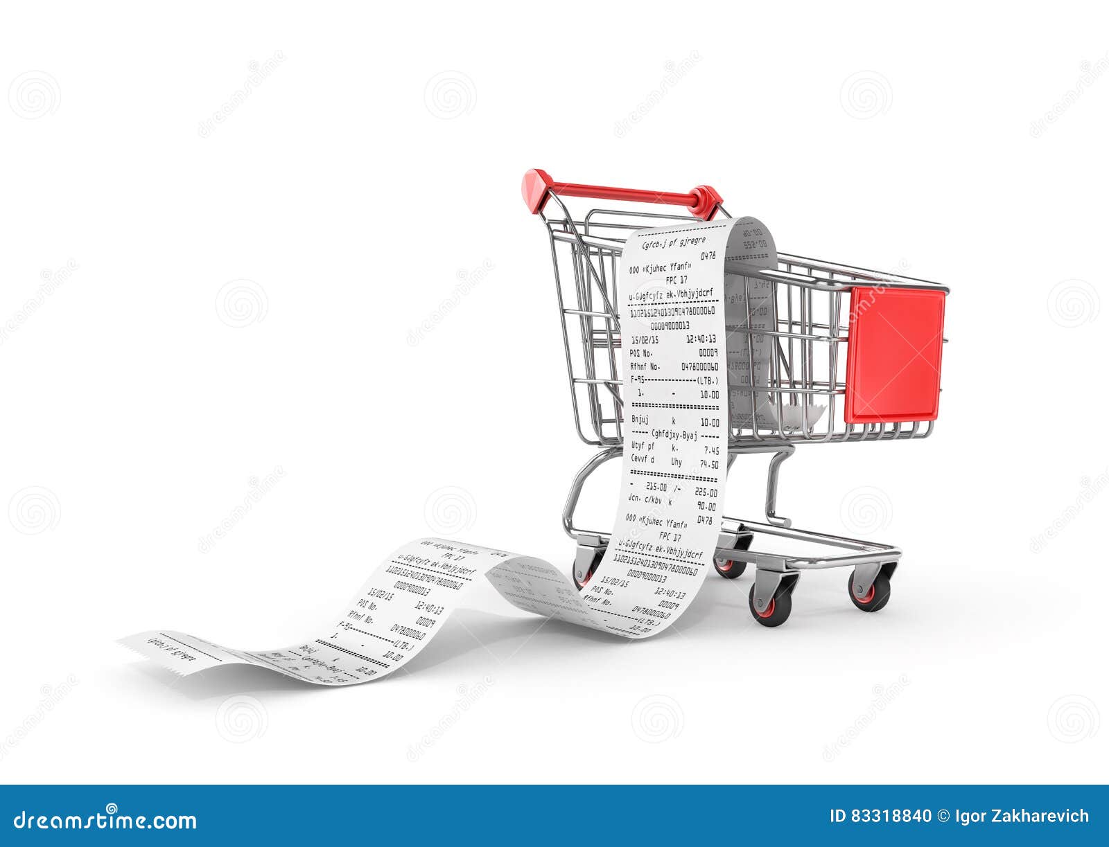 shopping trolley with long receipts