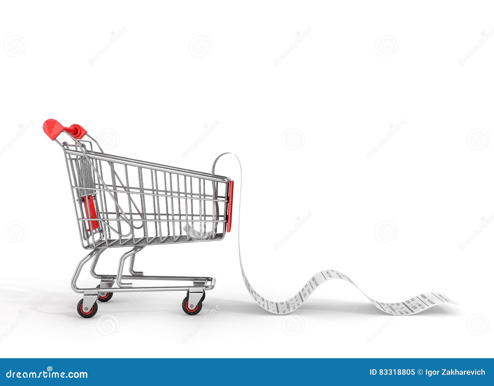 shopping trolley with long receipts