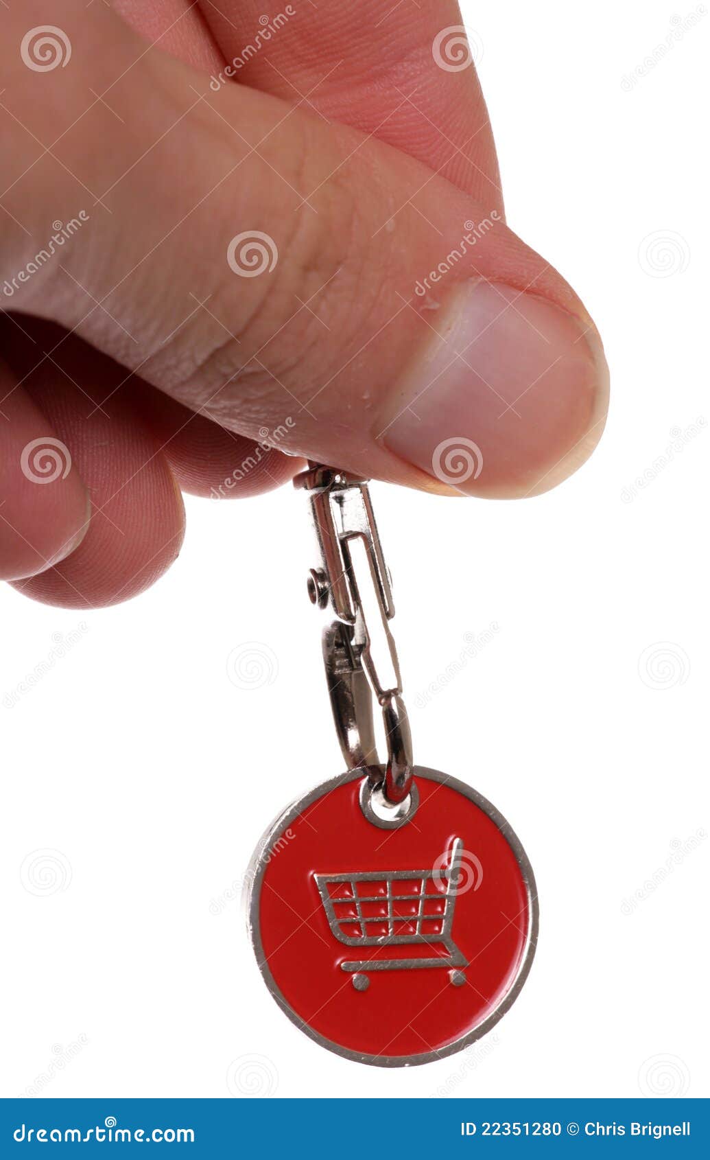 Shopping trolley token stock photo. Image of studio, token 22351280