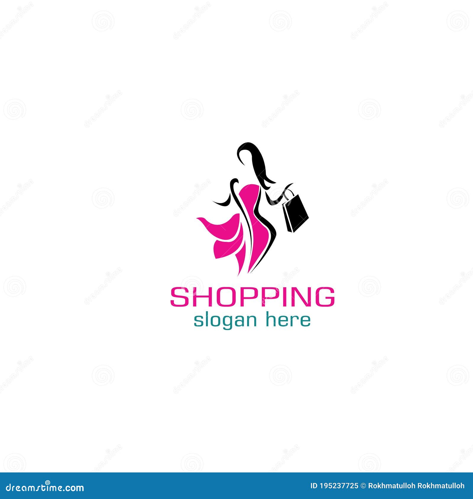 Shopping Woman Logo Color Illustration Design Template Maker Stock Shopping Woman Logo Color Illustration Design Template Maker Stock