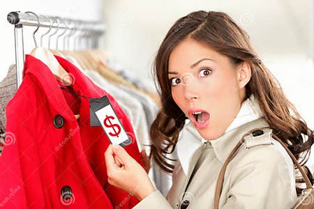 Shopping Woman Shocked Over Price Stock Image - Image of dollar, money ...