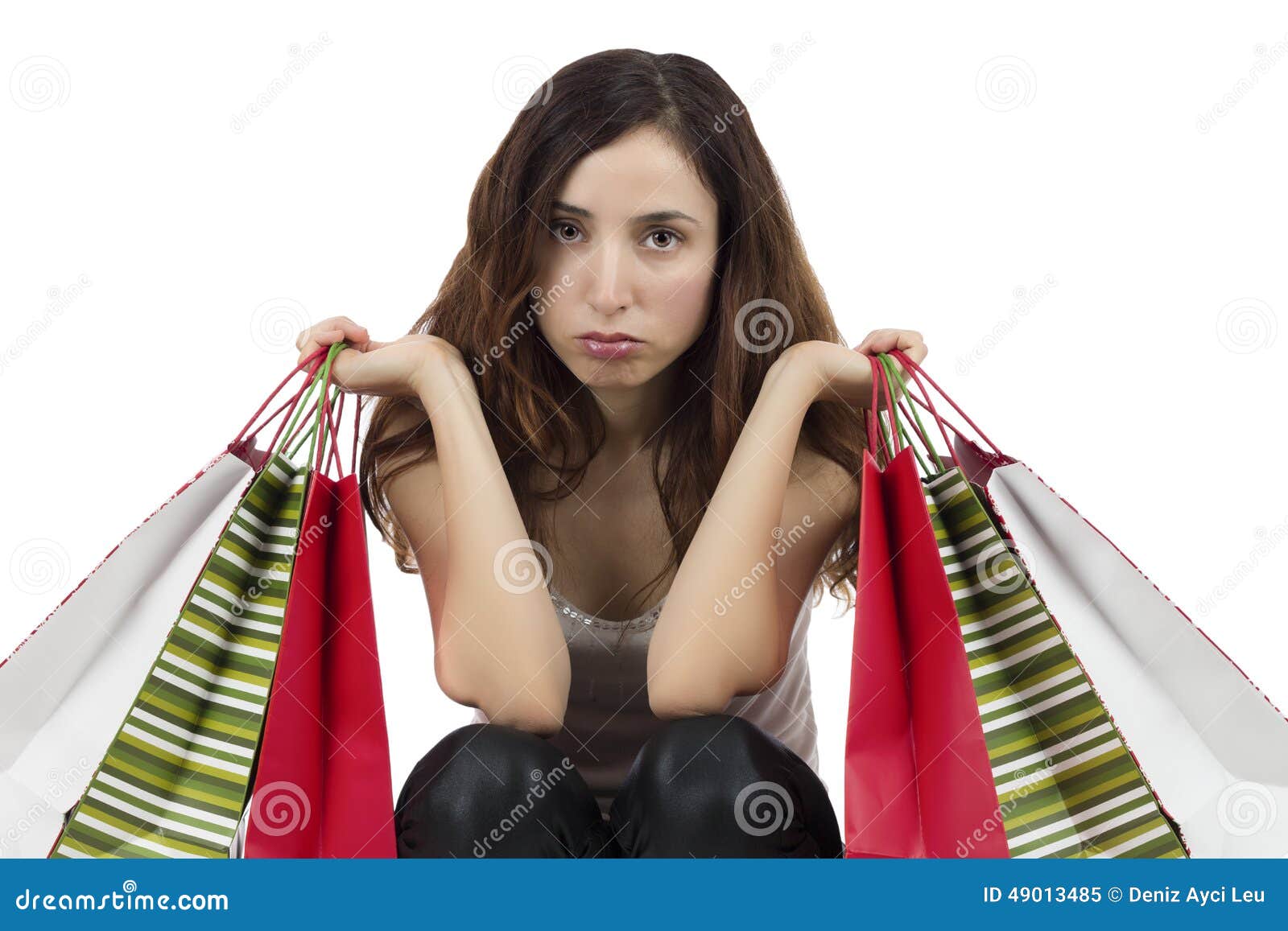 Shopping woman unhappy stock image. Image of purchasing - 49013485