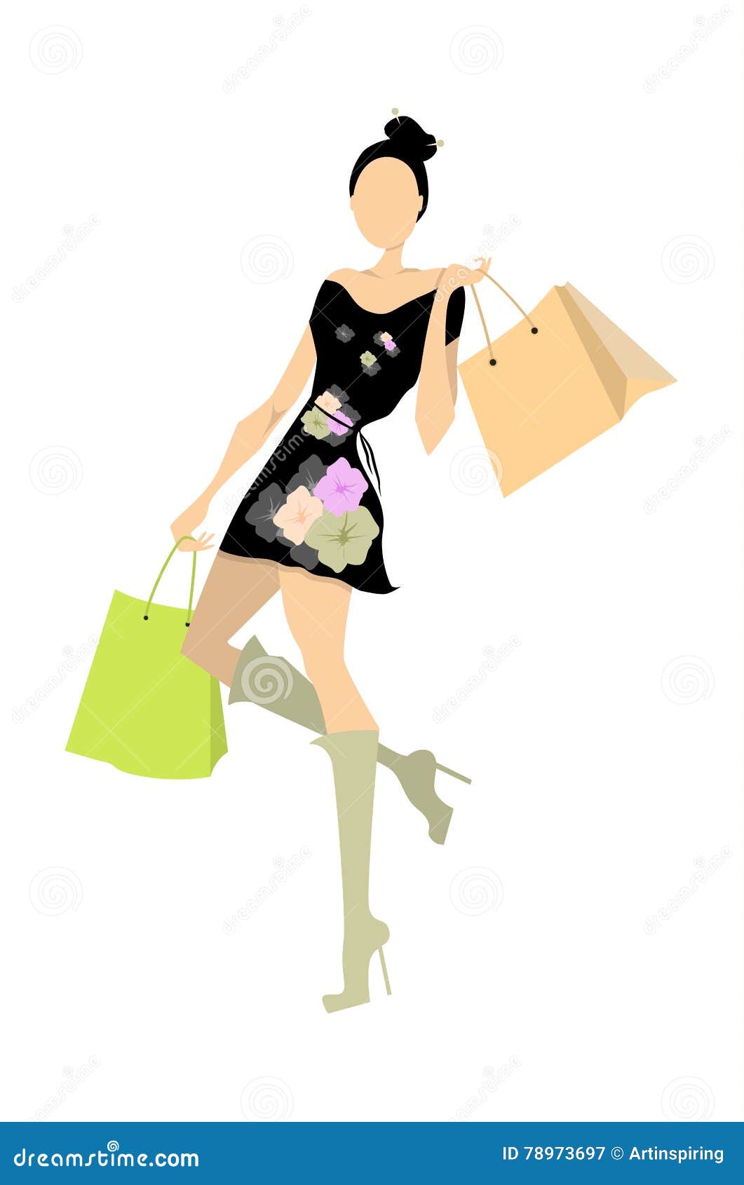 Shopping woman. stock vector. Illustration of female - 78973697