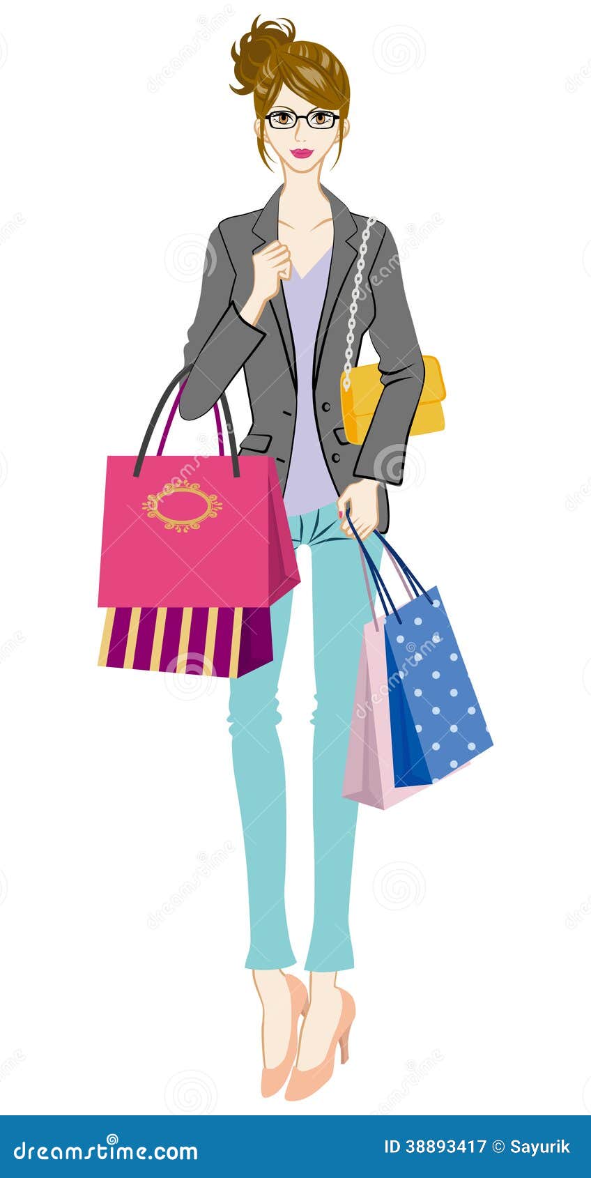 Shopping Women, Who Wearing Glasses Stock Vector - Illustration of ...