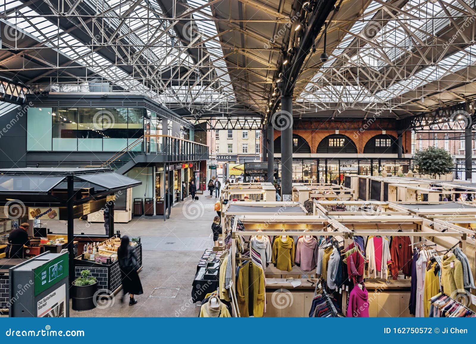 Shops in Old Spitalfields Market in London Editorial Photography