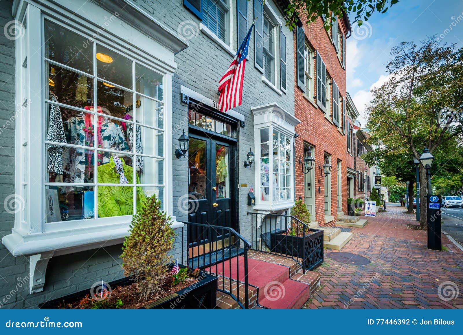 Shops in the Old Town of Alexandria, Virginia. Editorial Photography