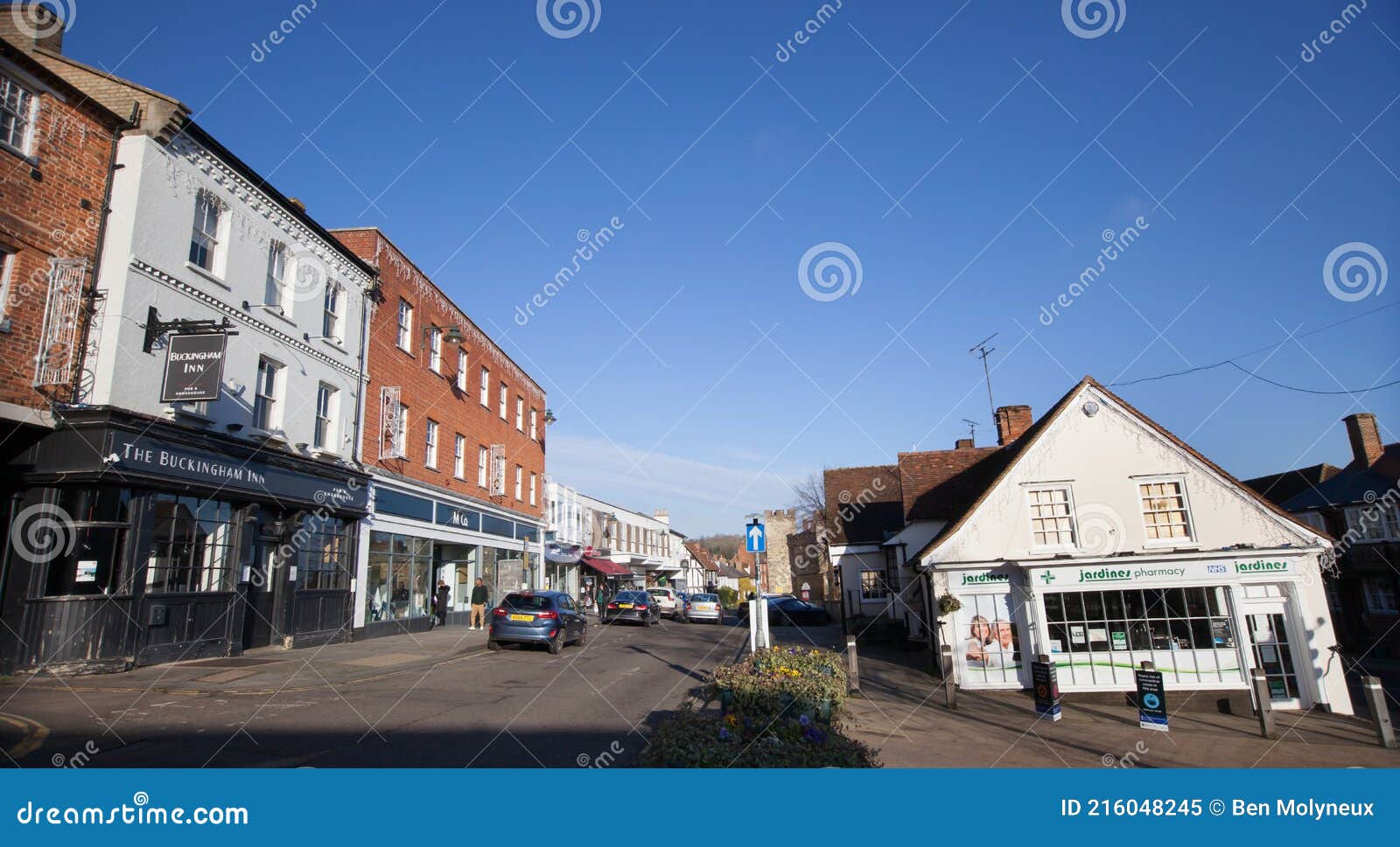 Shops in the Town Centre of Buckingham in Buckinghamshire in the UK