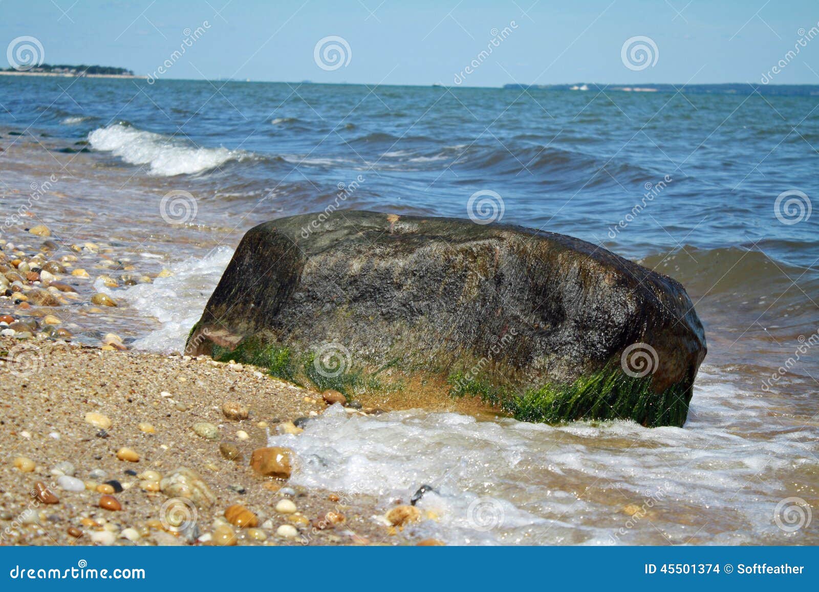 Shoreline Boulder Gardiners Bay New York Stock Photo - Image of hampton ...
