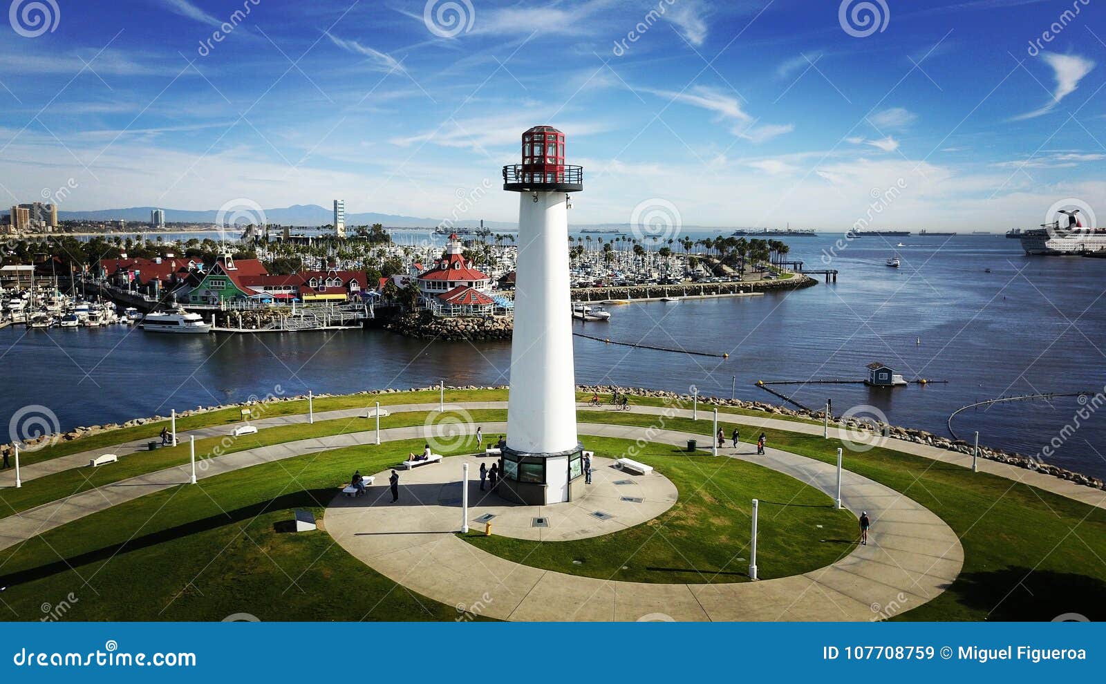 Shoreline Village Lighthouse Stock Image Image of long, drone 107708759