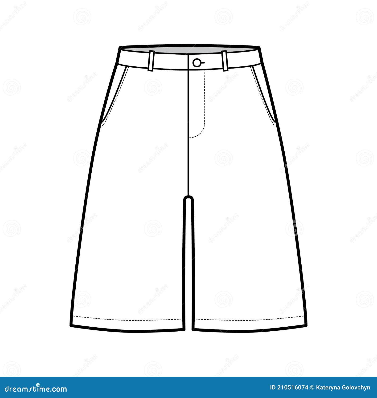 Short Baggy Bermudas Dress Pants Technical Fashion Illustration with ...