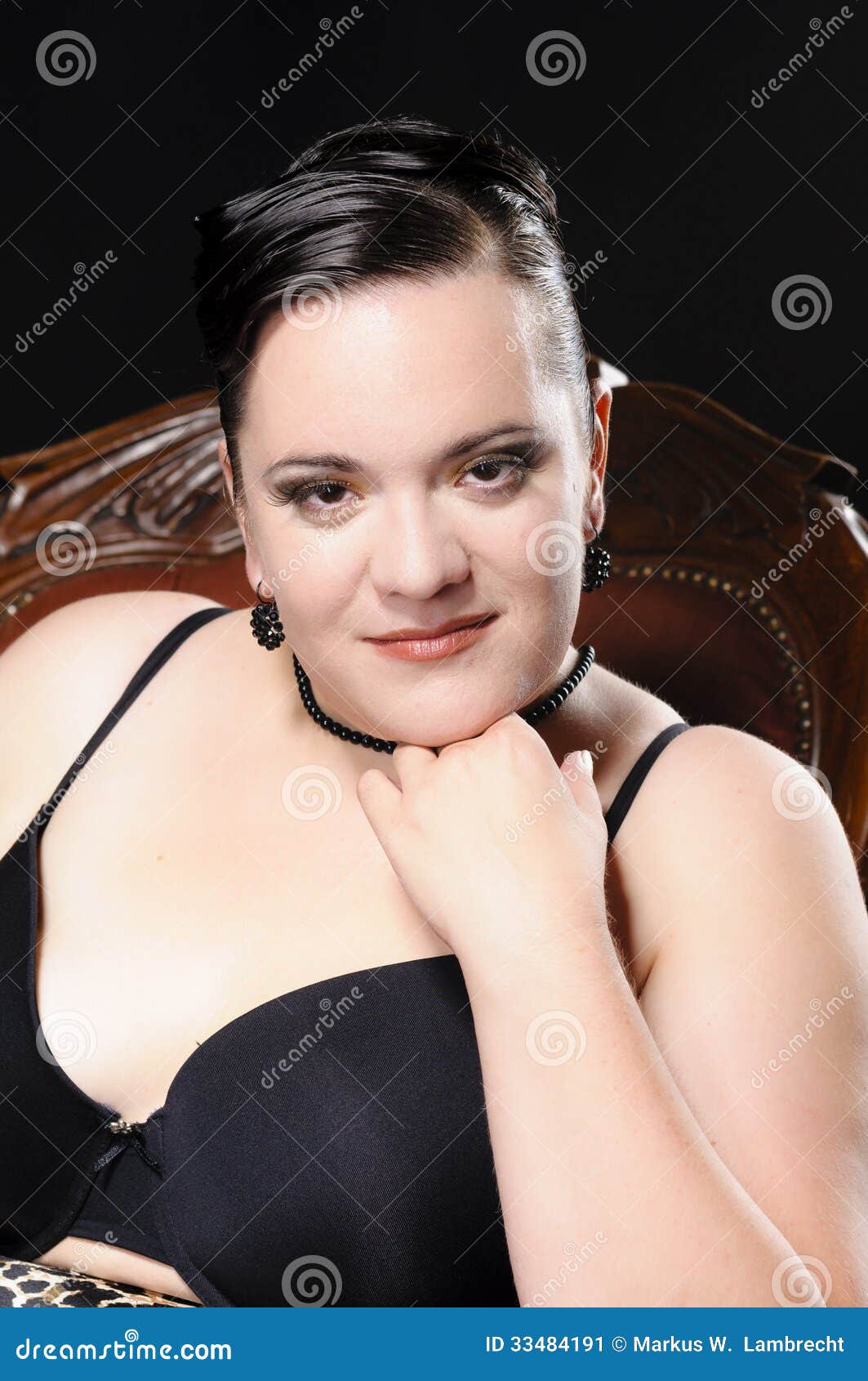 Young Beautiful Plus Size Model with Big Breast, Black Bra Stock Photo -  Image of long, girl: 83279286
