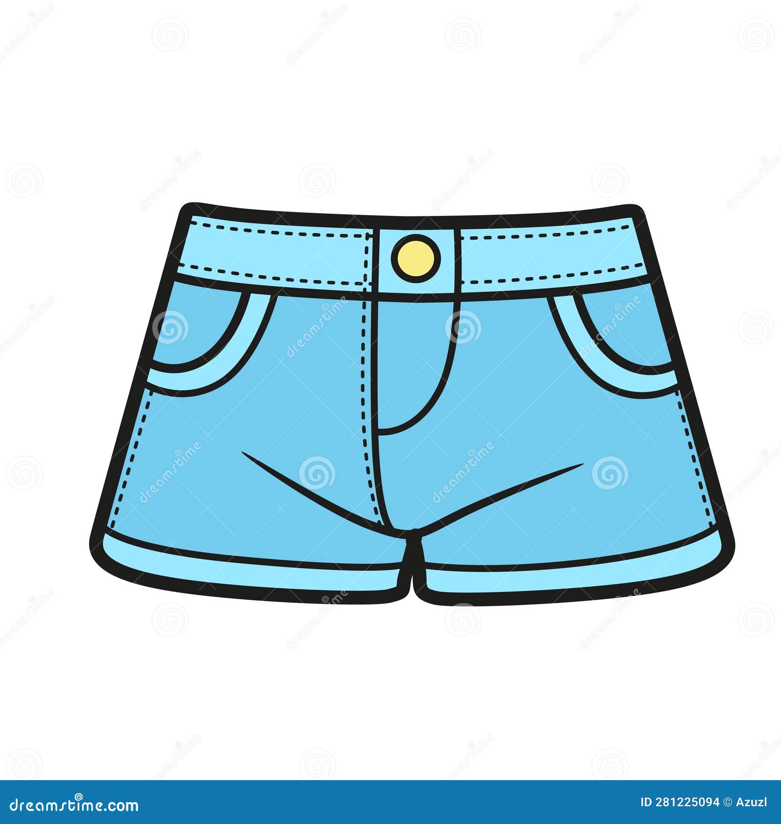 Short Denim Shorts Color Variation for Coloring Page on a White Stock ...