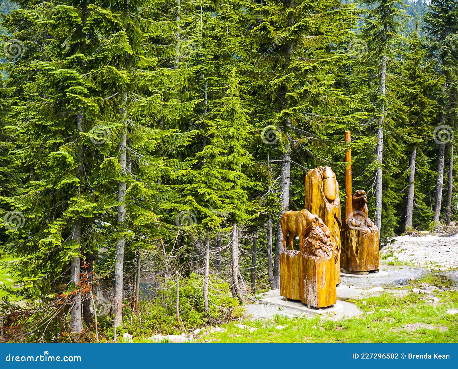wooden sculpture on grouse mountain at vancouver in british columbia