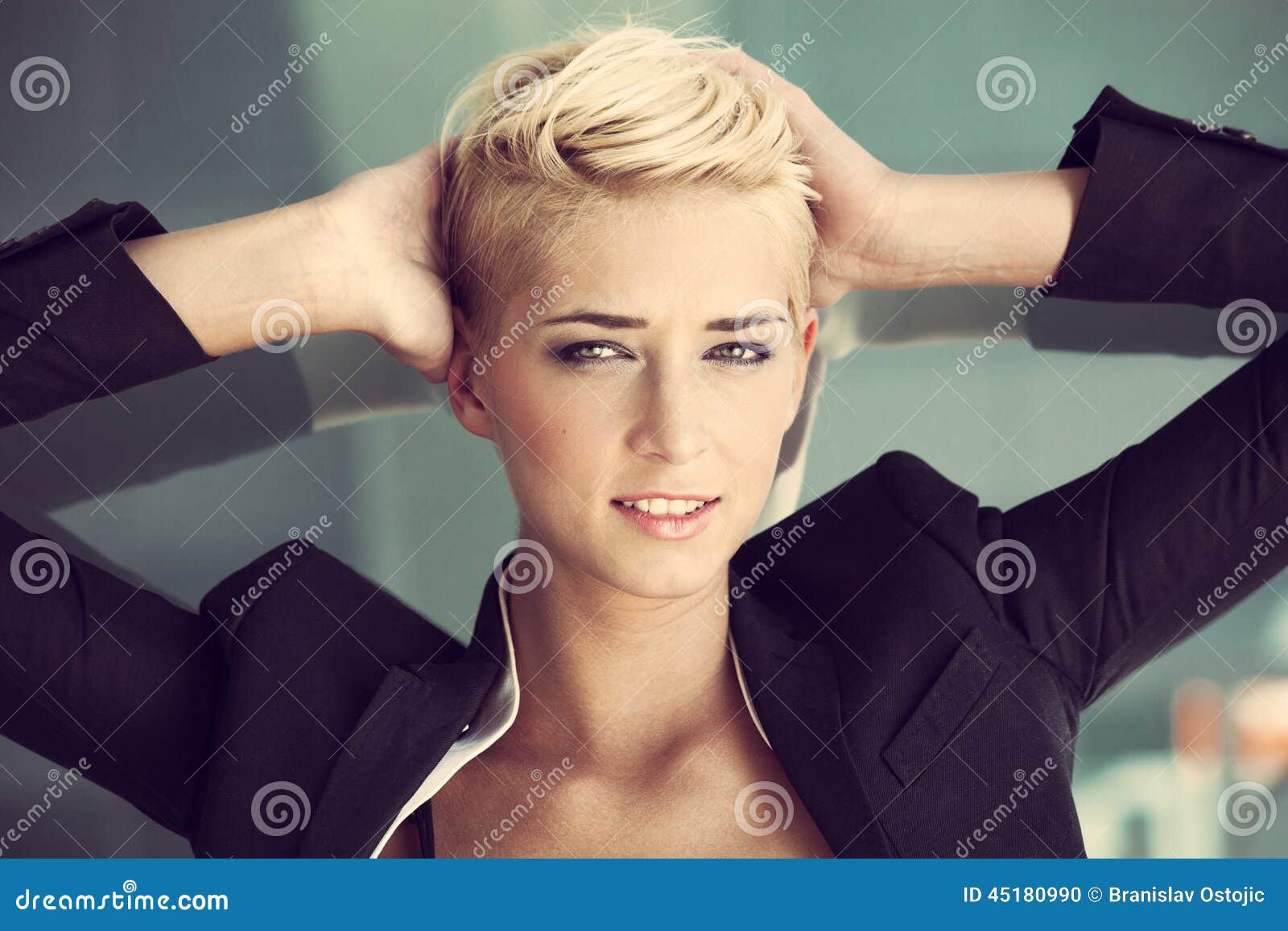 Short Hair Blonde Woman Stock Photo Image Of Girl Business 45180990