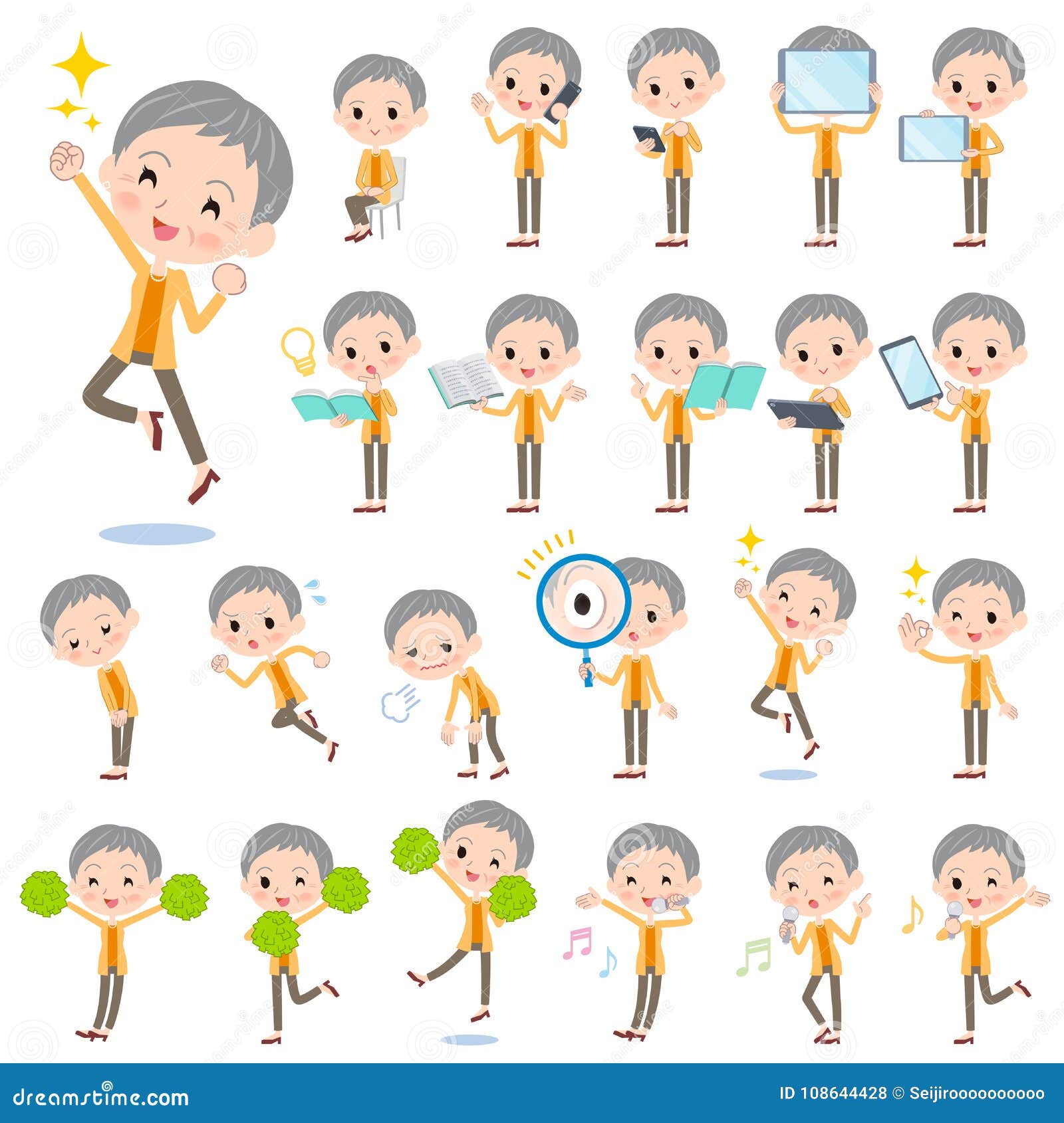 Short hair old women_2 stock vector. Illustration of 108644428