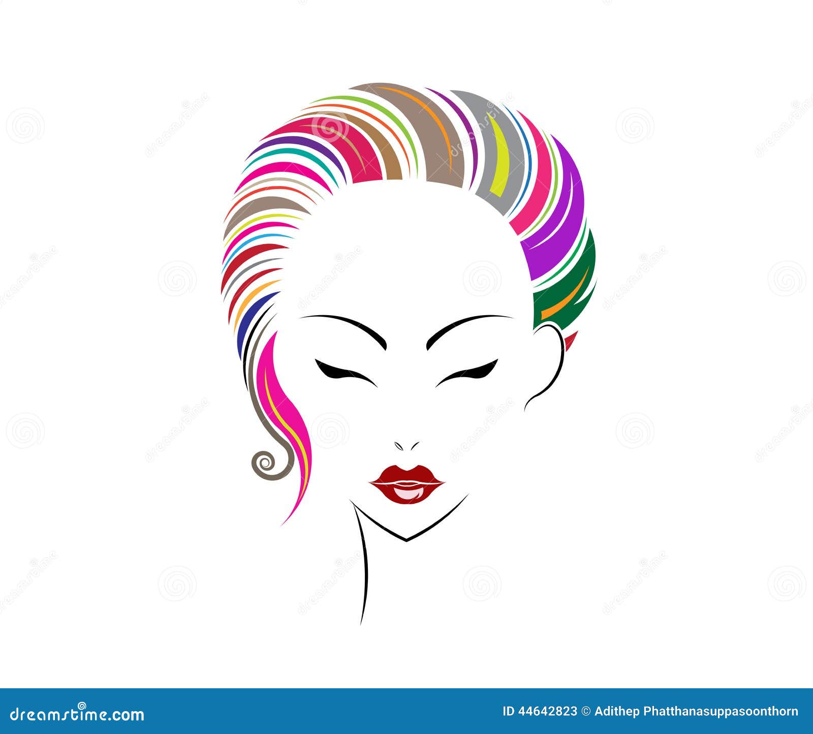 Short Hair Style Icon, Logo Women Face Stock Vector - Illustration of ...