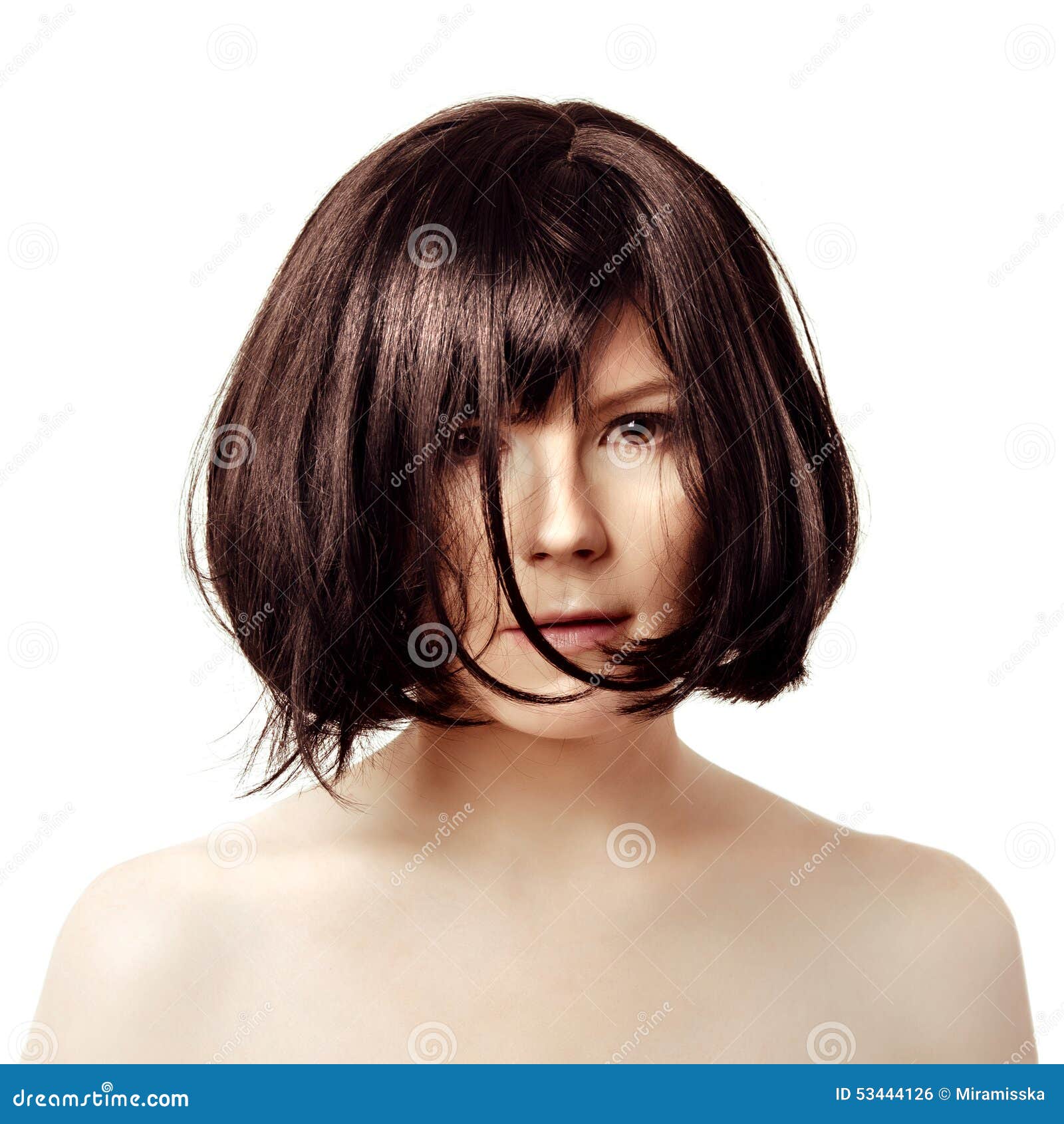 Short Hair Young Trendy Brunette With A Black Square