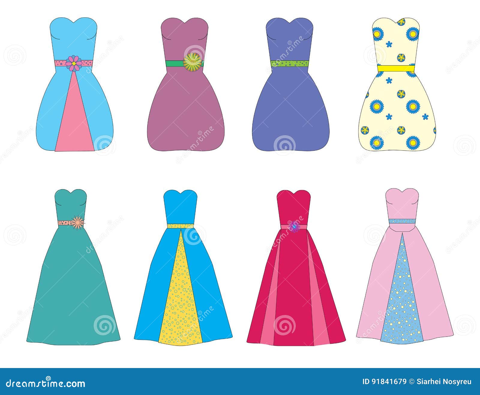 Short and Long Dress Set, Vector Stock Vector - Illustration of evening ...