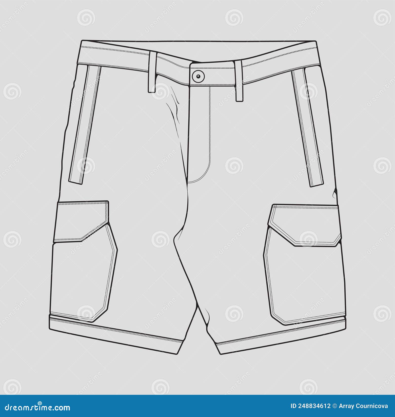 Short Pants Overall Technical Fashion Flat Sketch Vector Illustration  Template Of Mens And Womens Apparel Cotton Fabric Sport Shorts Mock Up  Front And Back Views Clothing Design Easy Editable Royalty Free SVG