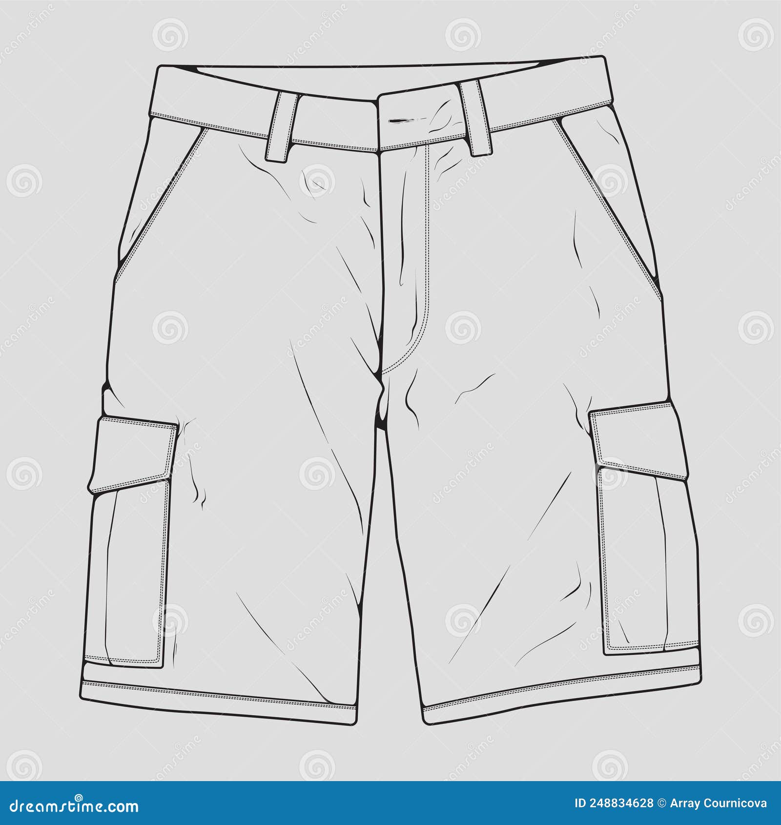 Short Pants Outline Drawing Vector, Short Pants in a Sketch Style ...