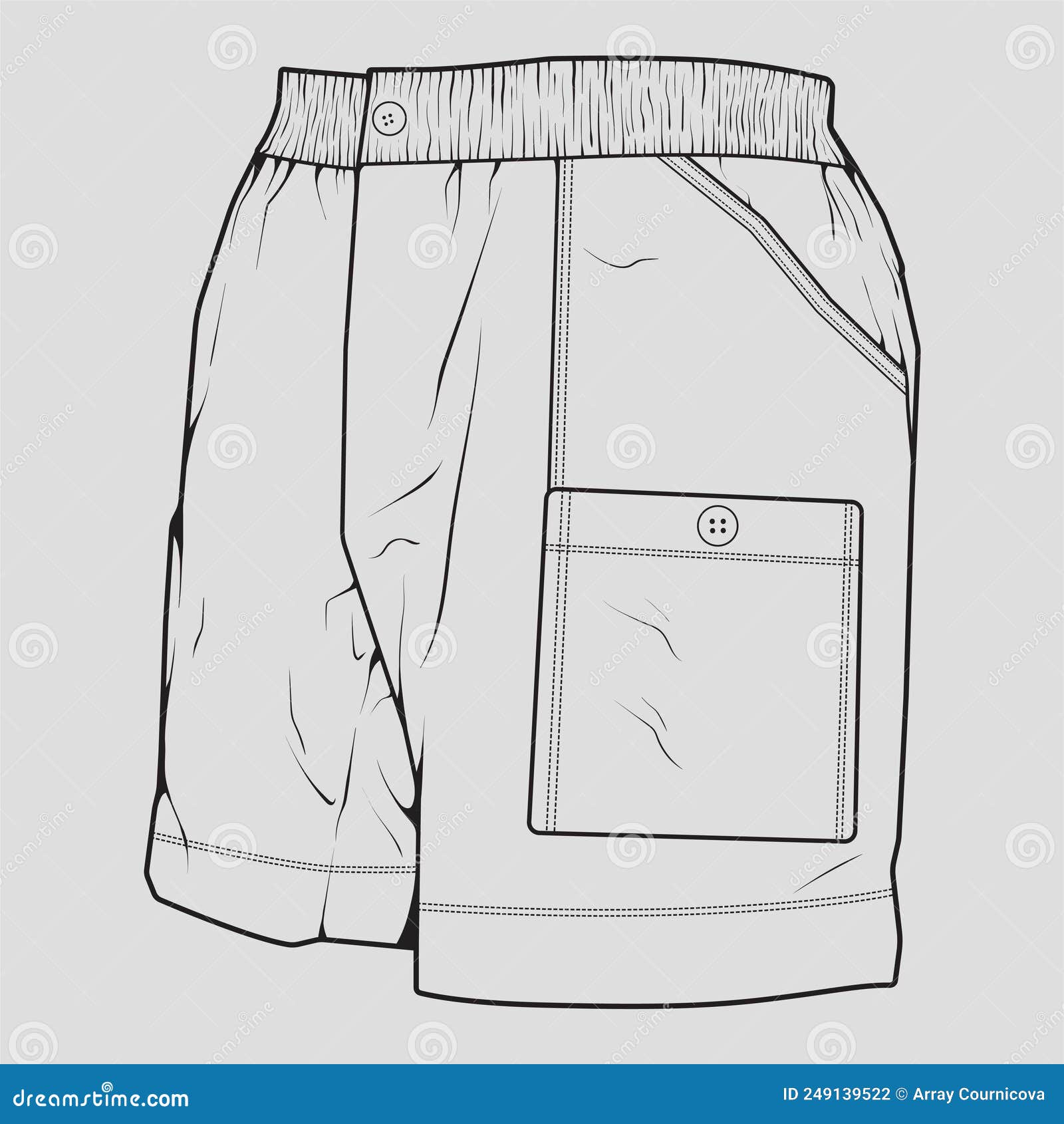 Short Pants Outline Drawing Vector, Short Pants in a Sketch Style ...