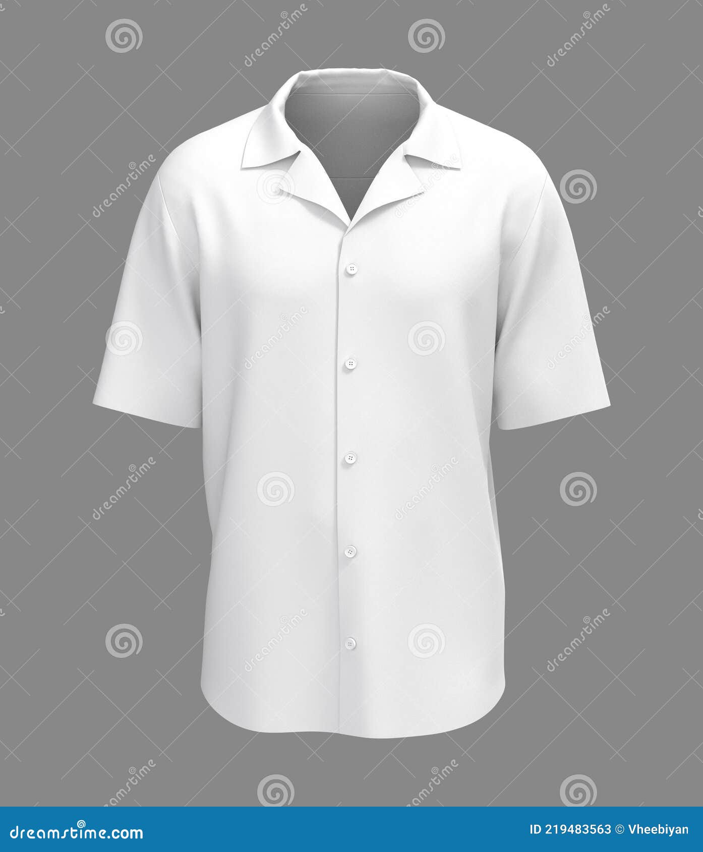 Blank Whiite Short-sleeve Camp Shirt Mockup in Front View Stock ...