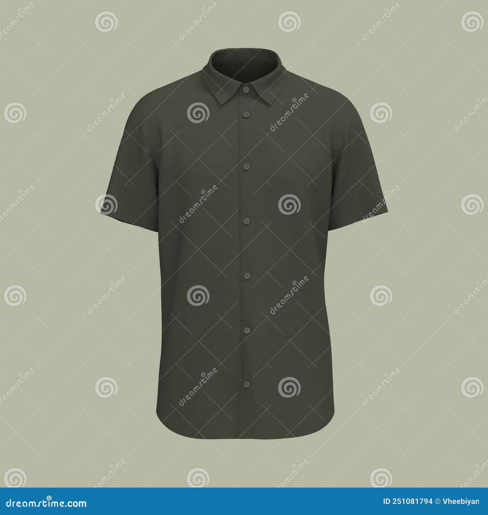 Shortsleeve Collared Shirt Outfit for the Office. 3d Rendering, 3d