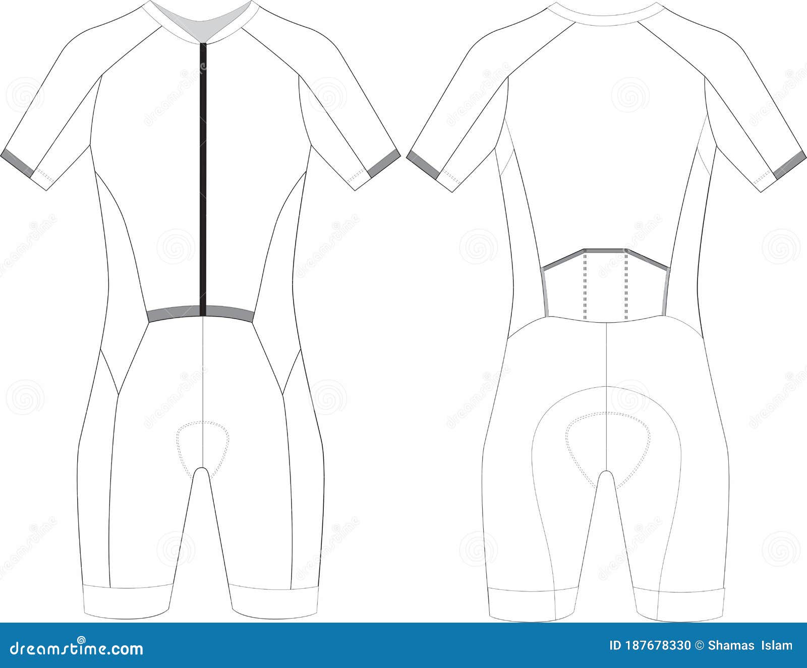 Short Sleeve Custom Cycling Skinsuit Blank Templates Mock Up ...