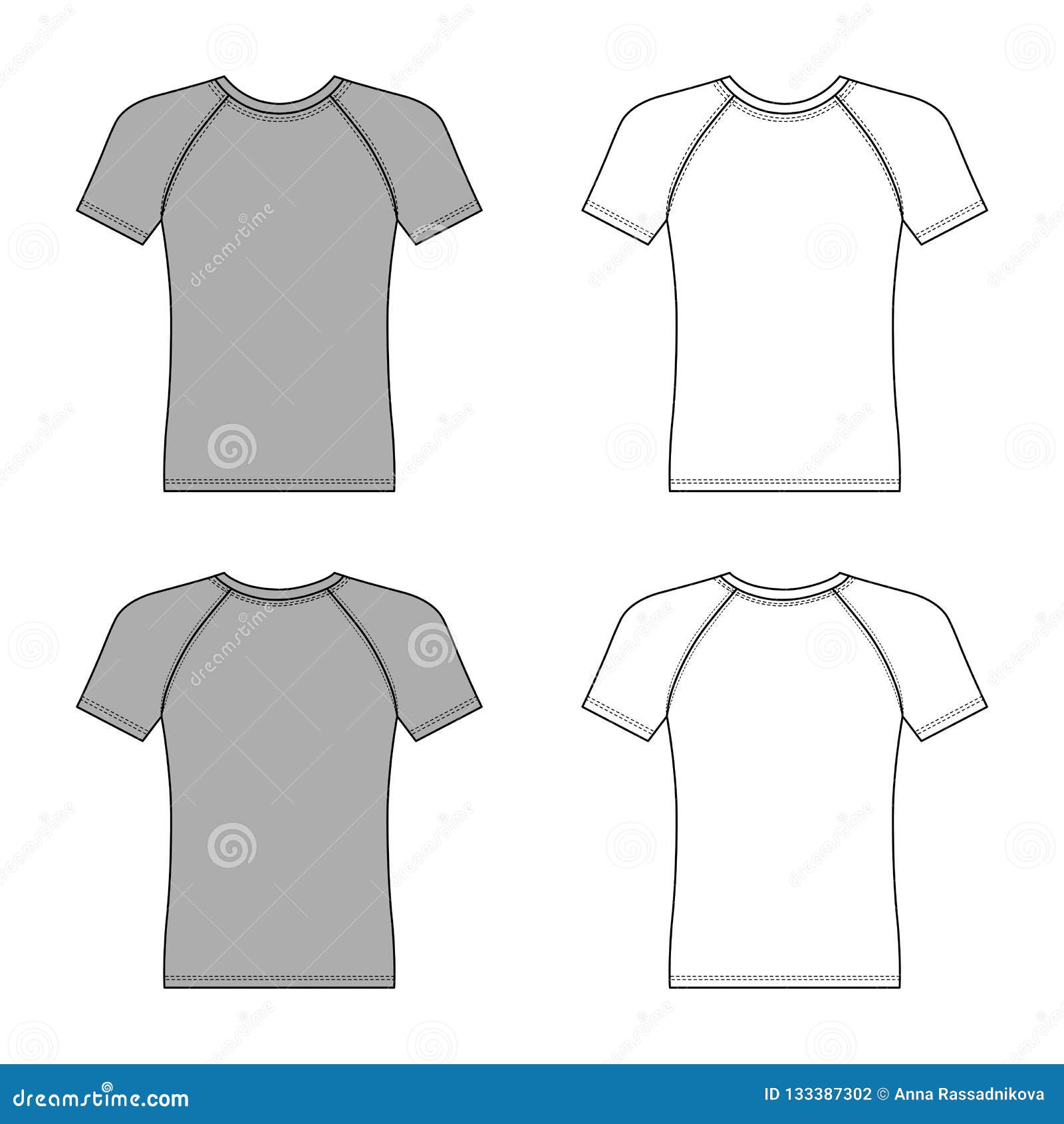 Short Sleeve Raglan T-shirt Stock Vector - Illustration of mockup, seam ...