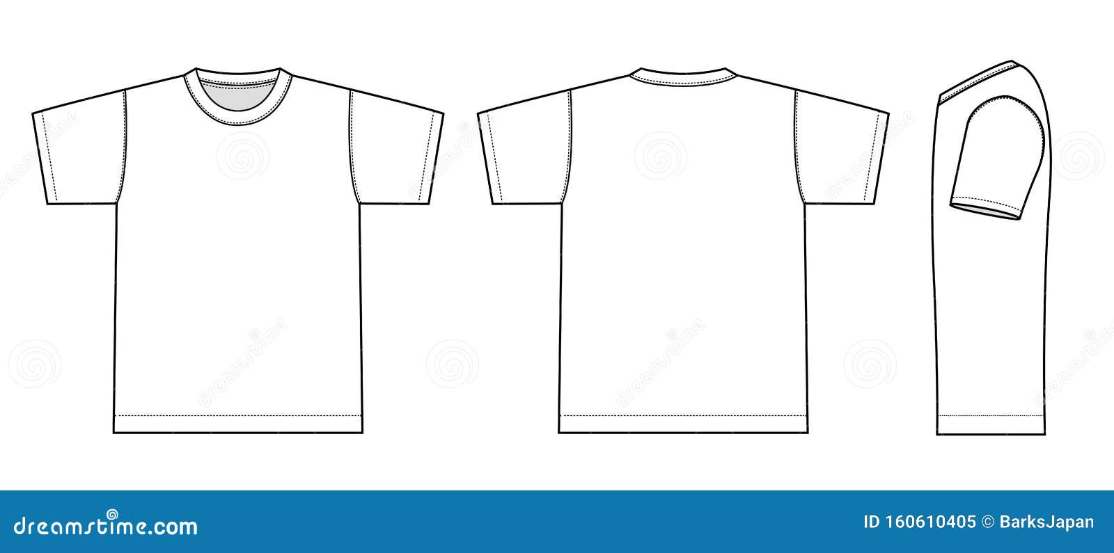 Short-sleeve T Shirts Template Illustration /white / with Side View