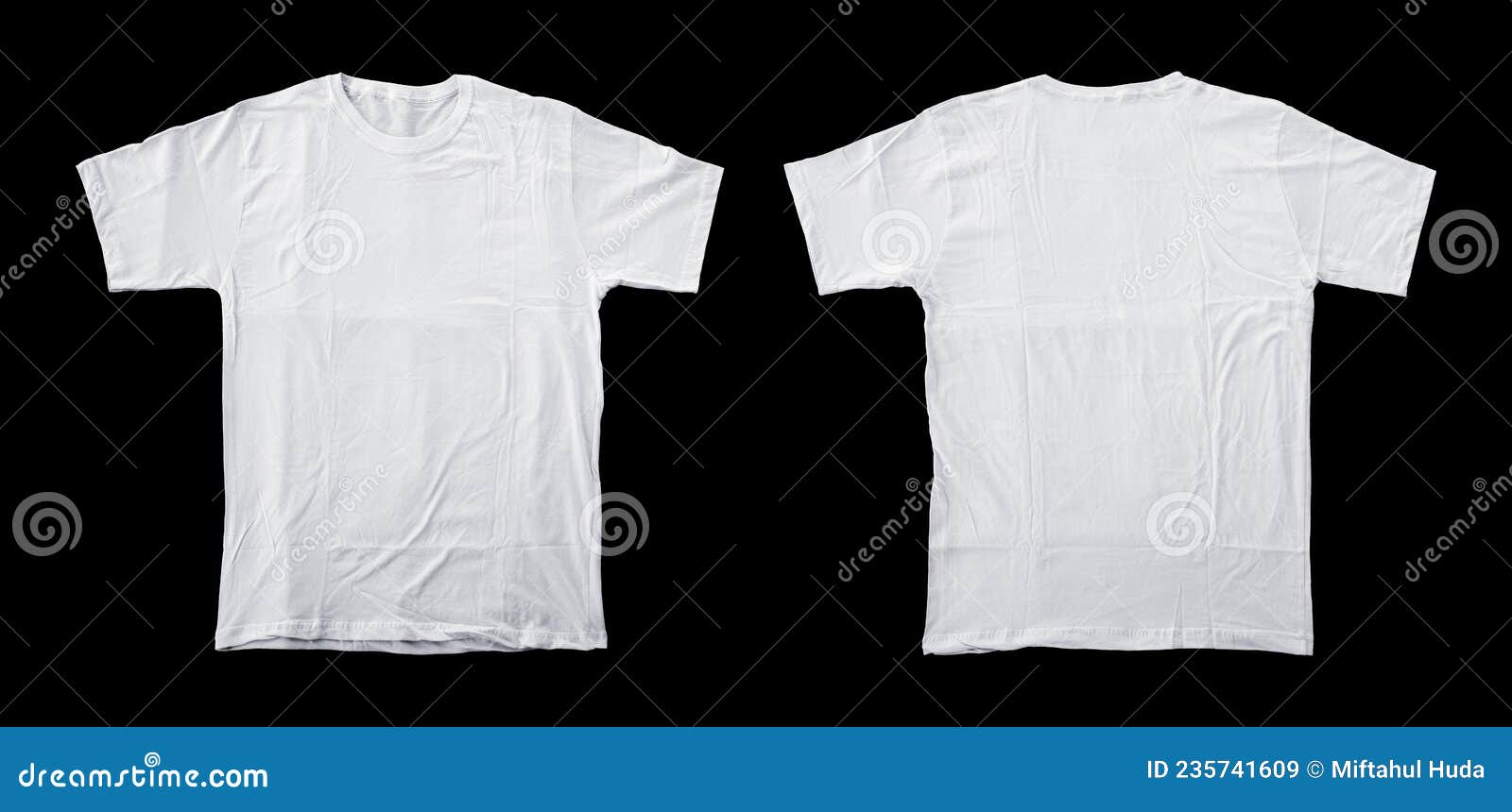 Two White T-Shirts On Black For Mockup Material. Stock Image - Image Of  Logo, Body: 235741609