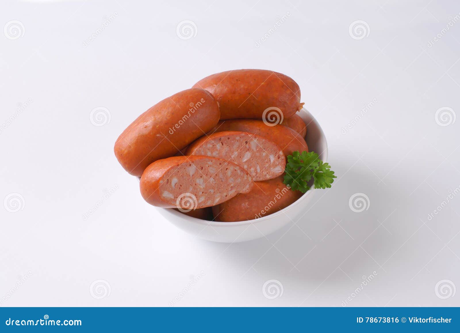 Short thick sausages stock photo. Image of snack, pile 78673816
