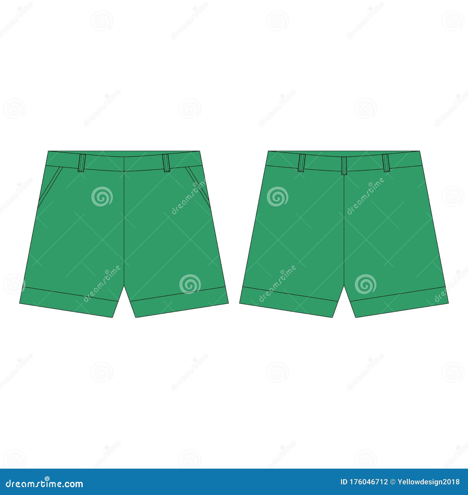 Shorts Pants in Green Colors for Girls Isolated on White Background ...