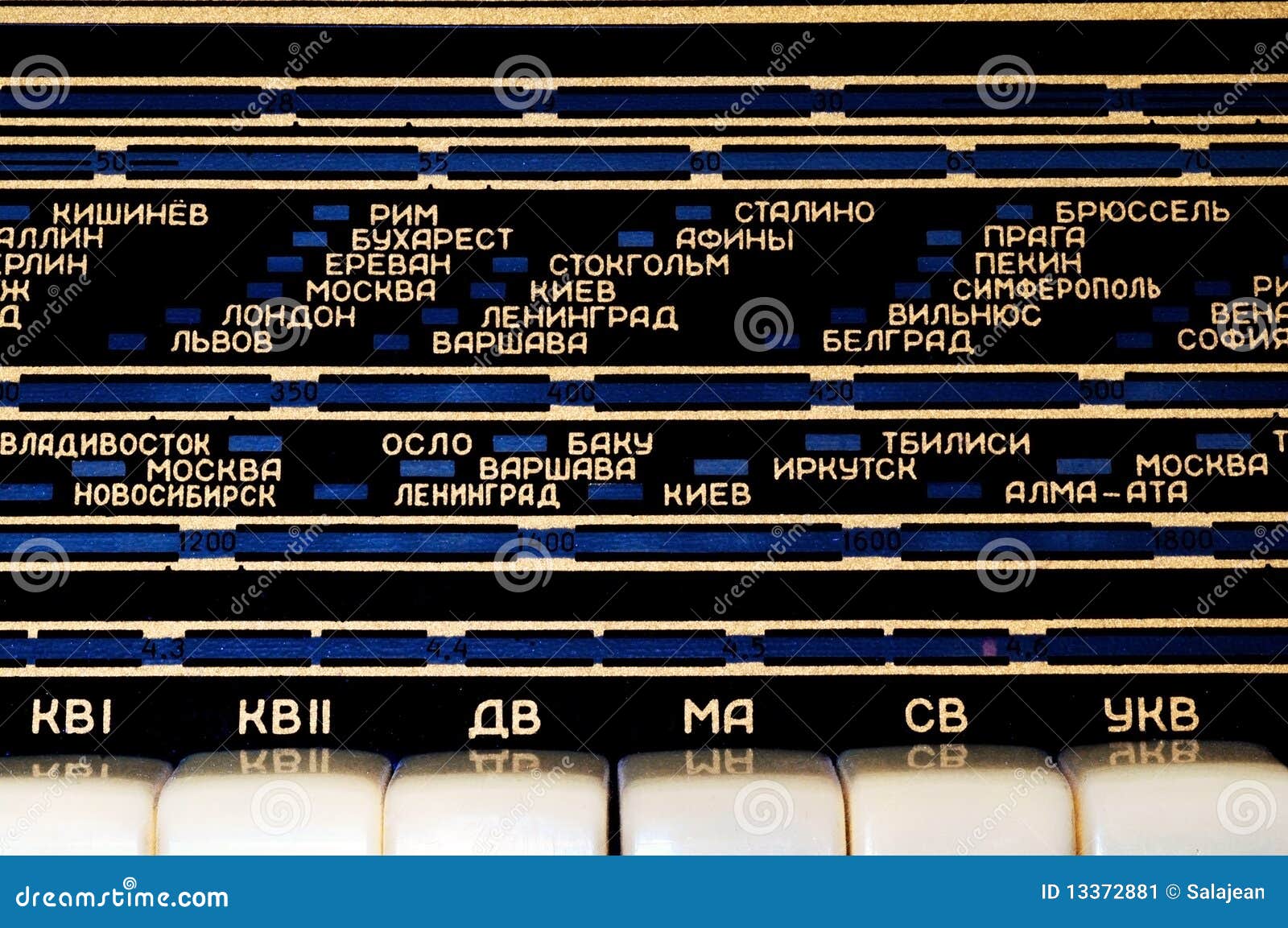 Shortwave Radio Panel with Cyrillic Letters Stock Image Image of