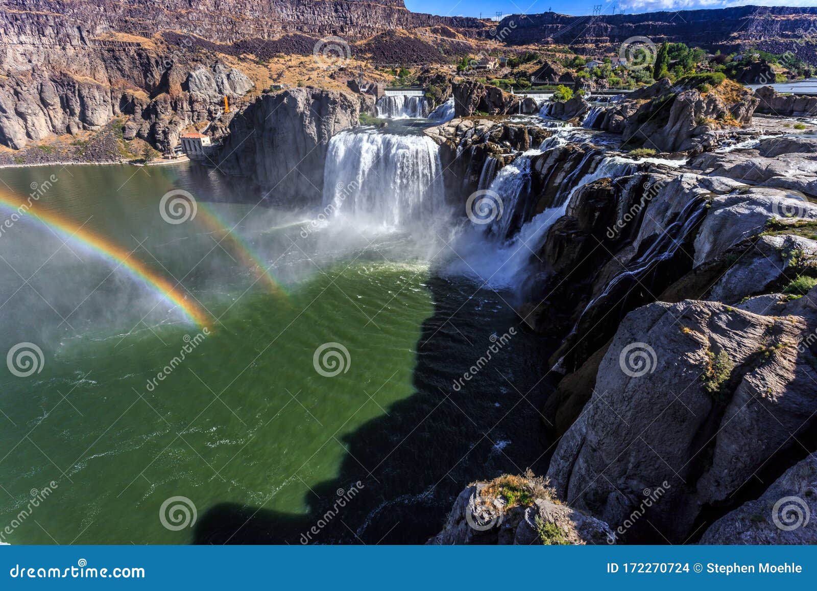 Shoshone Falls Double Rainbow in Twin Falls, Idaho Stock Photo Image